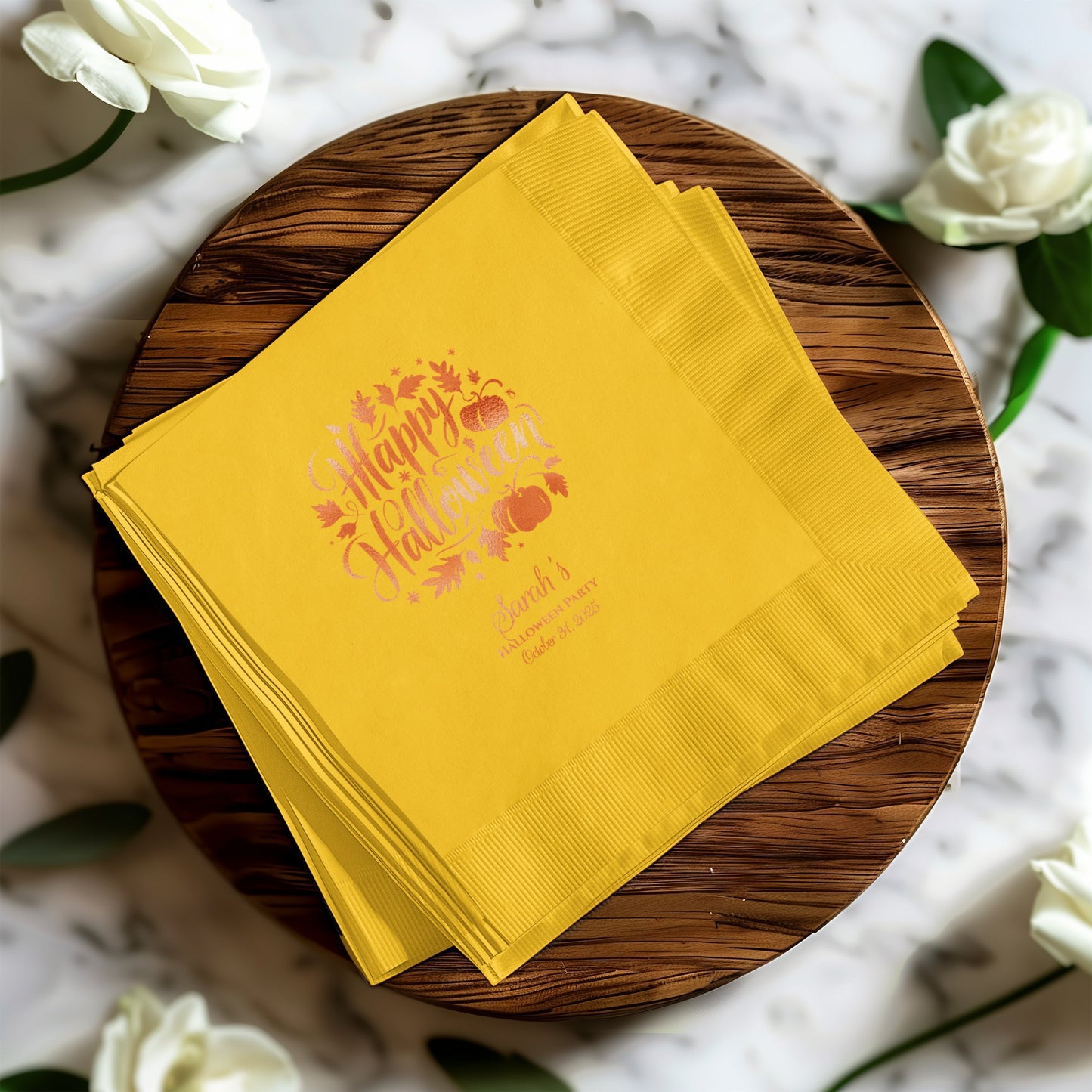 Happy Halloween Yellow Customizable Napkin product