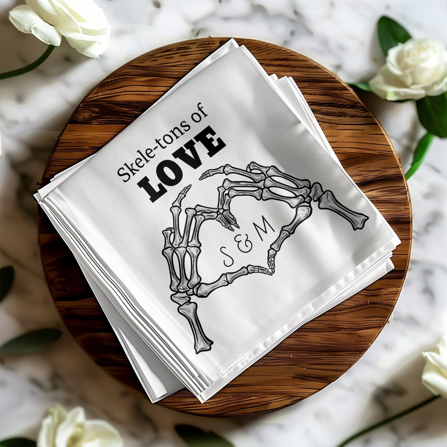 Skelet-tons of Love Personalized Handkerchief Product