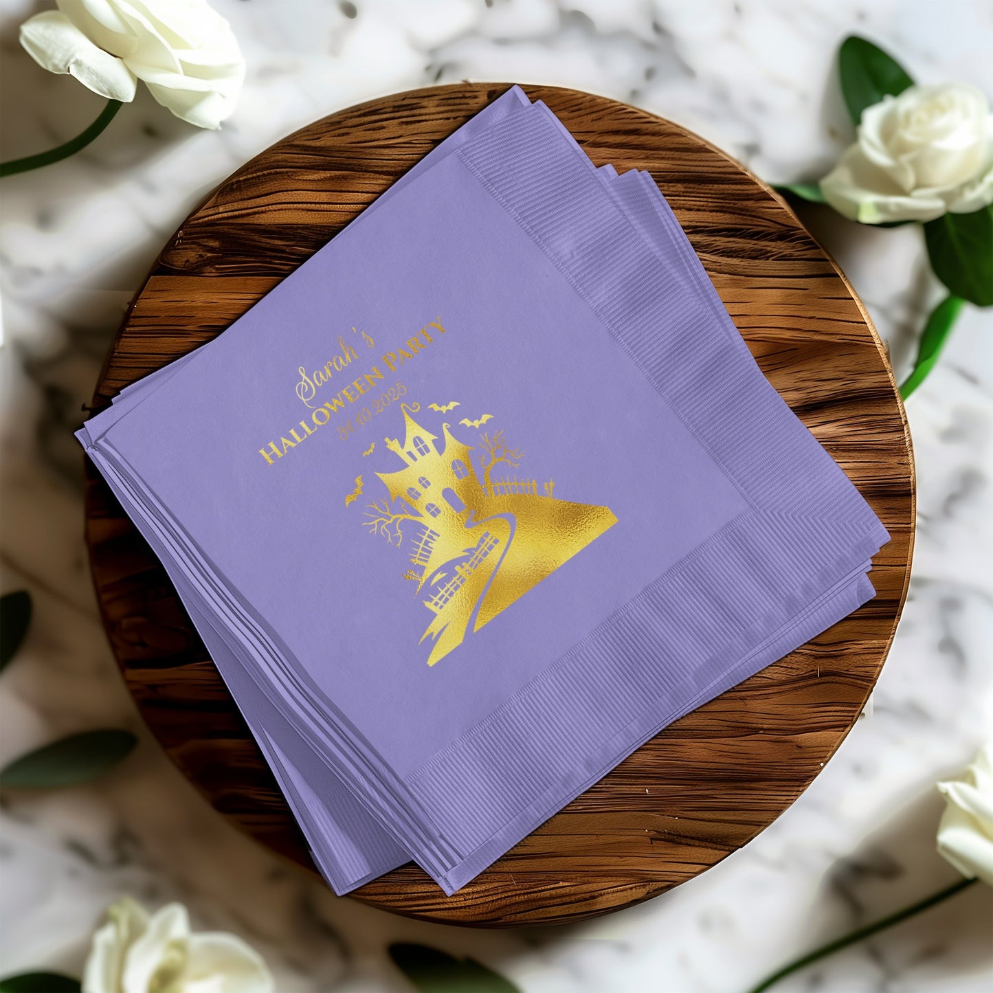Personalized Halloween Party Purple Napkins product