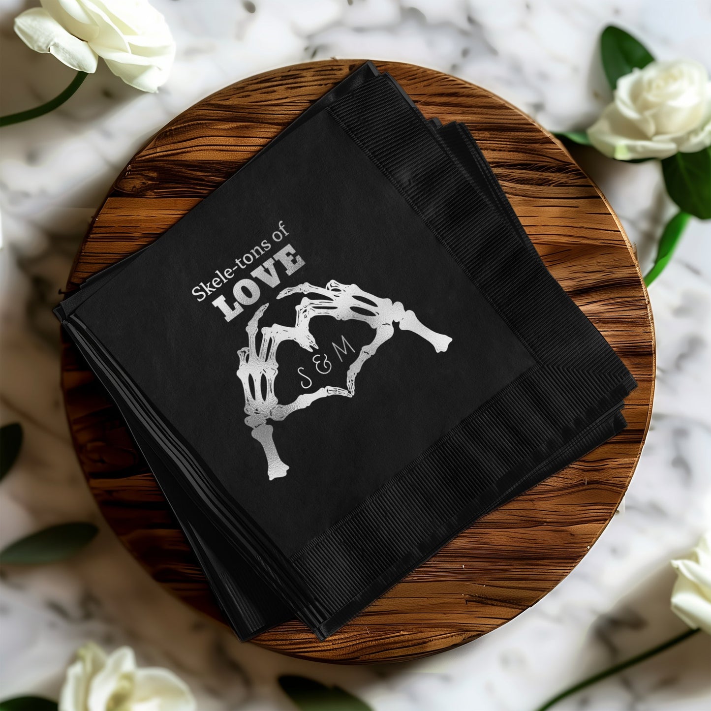 Skeletal Love Design with Initials Napkins product type