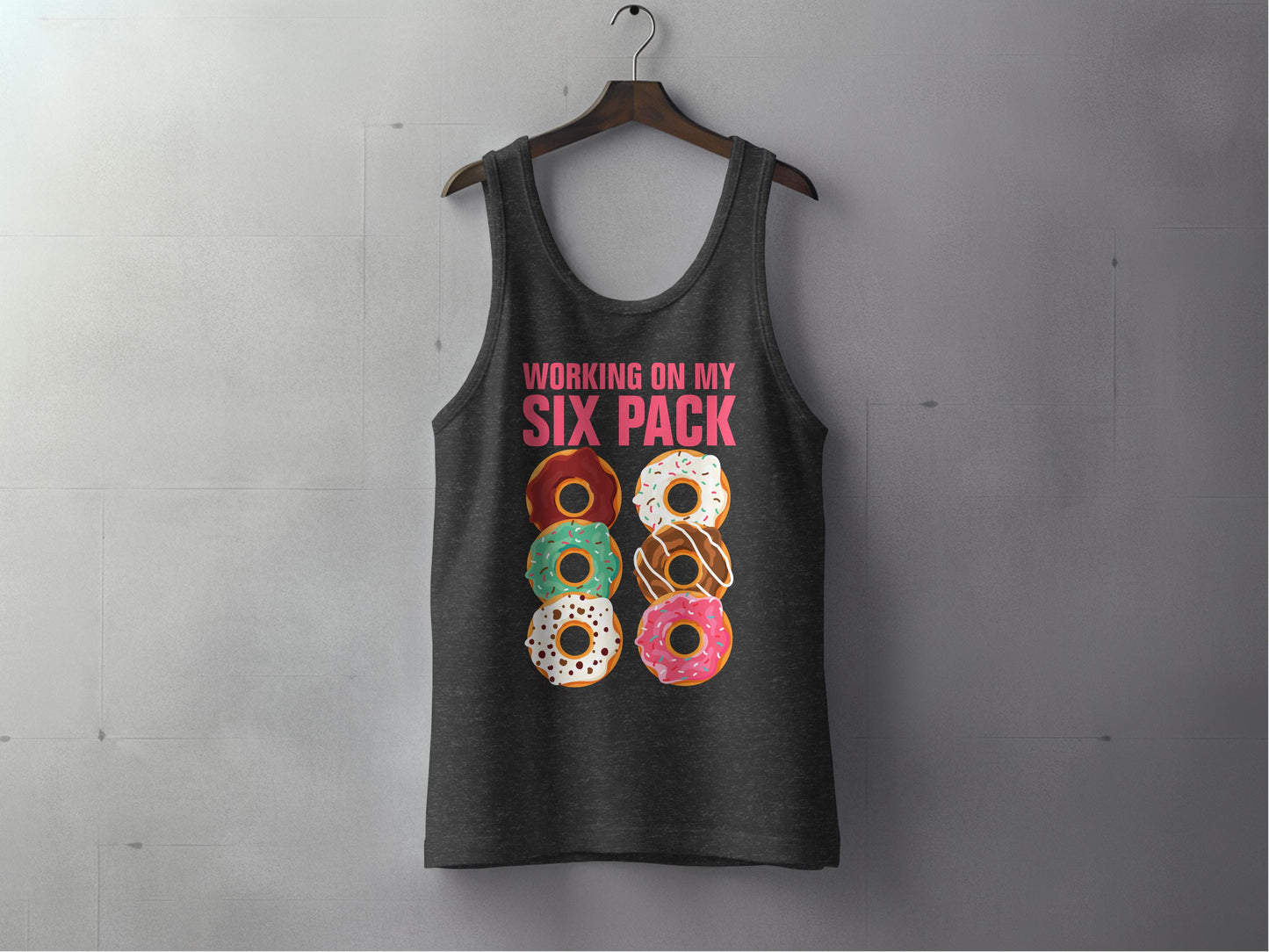 Working on My Six Pack Donuts Printed Tank Top product