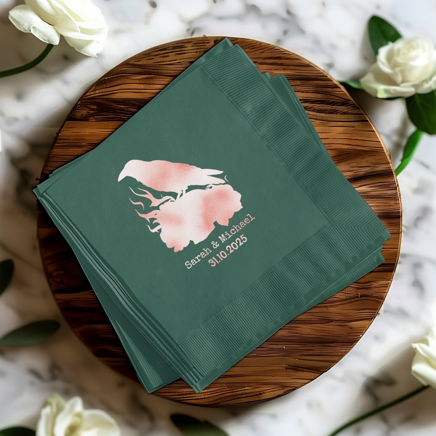 Elegant Custom Green Wedding Napkins Product