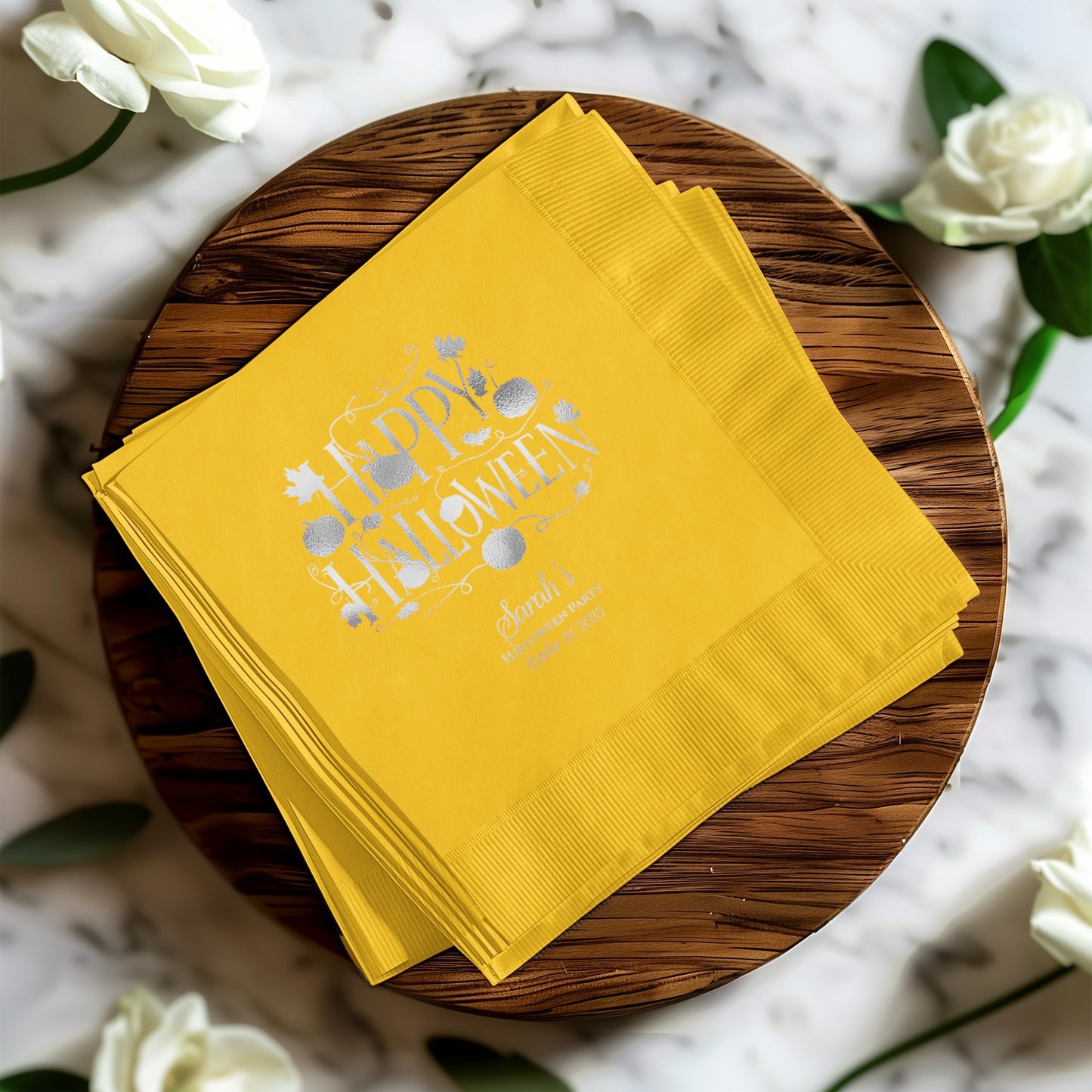 Personalized Halloween Design Yellow Napkins product type