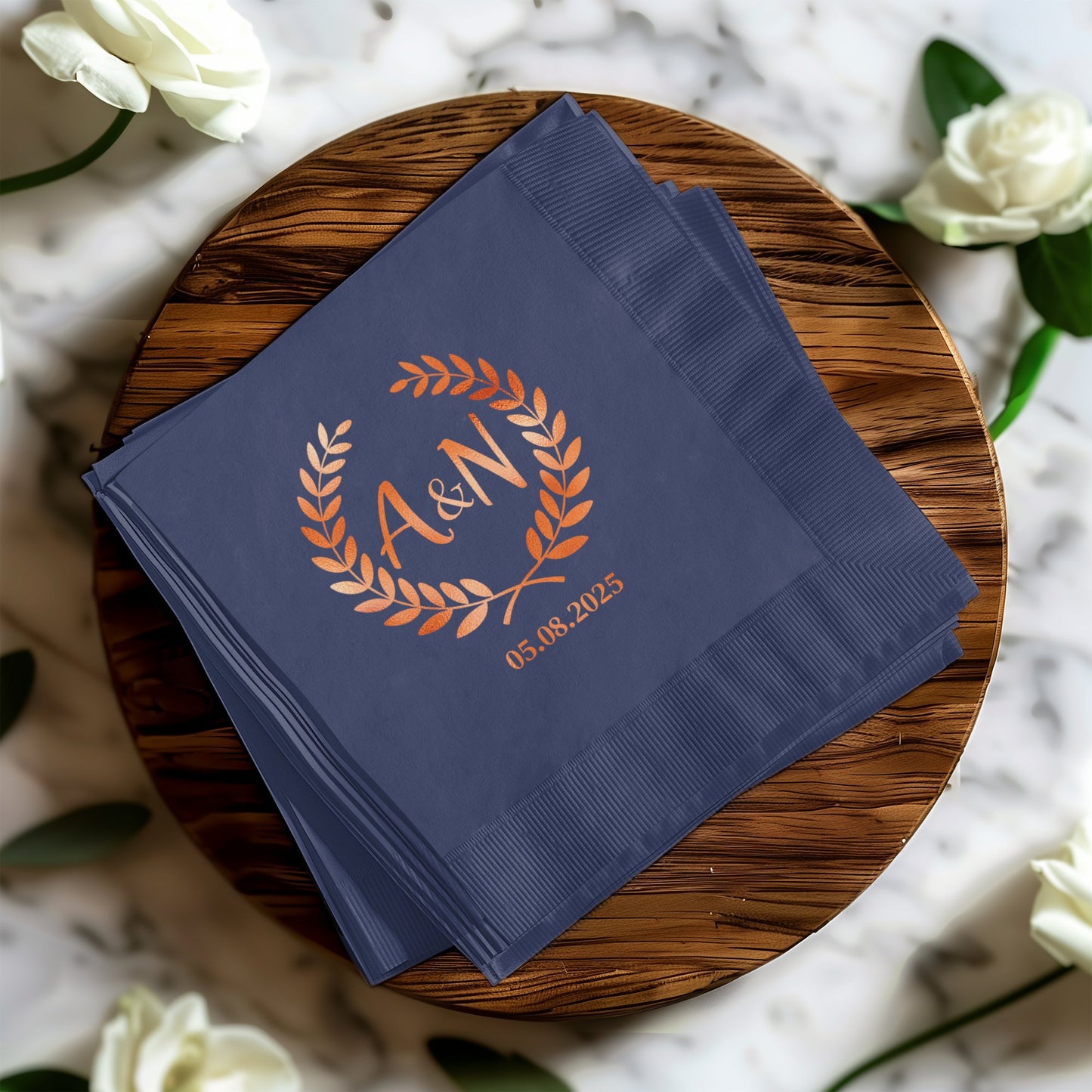 Custom Monogrammed Wedding Date Napkins Product