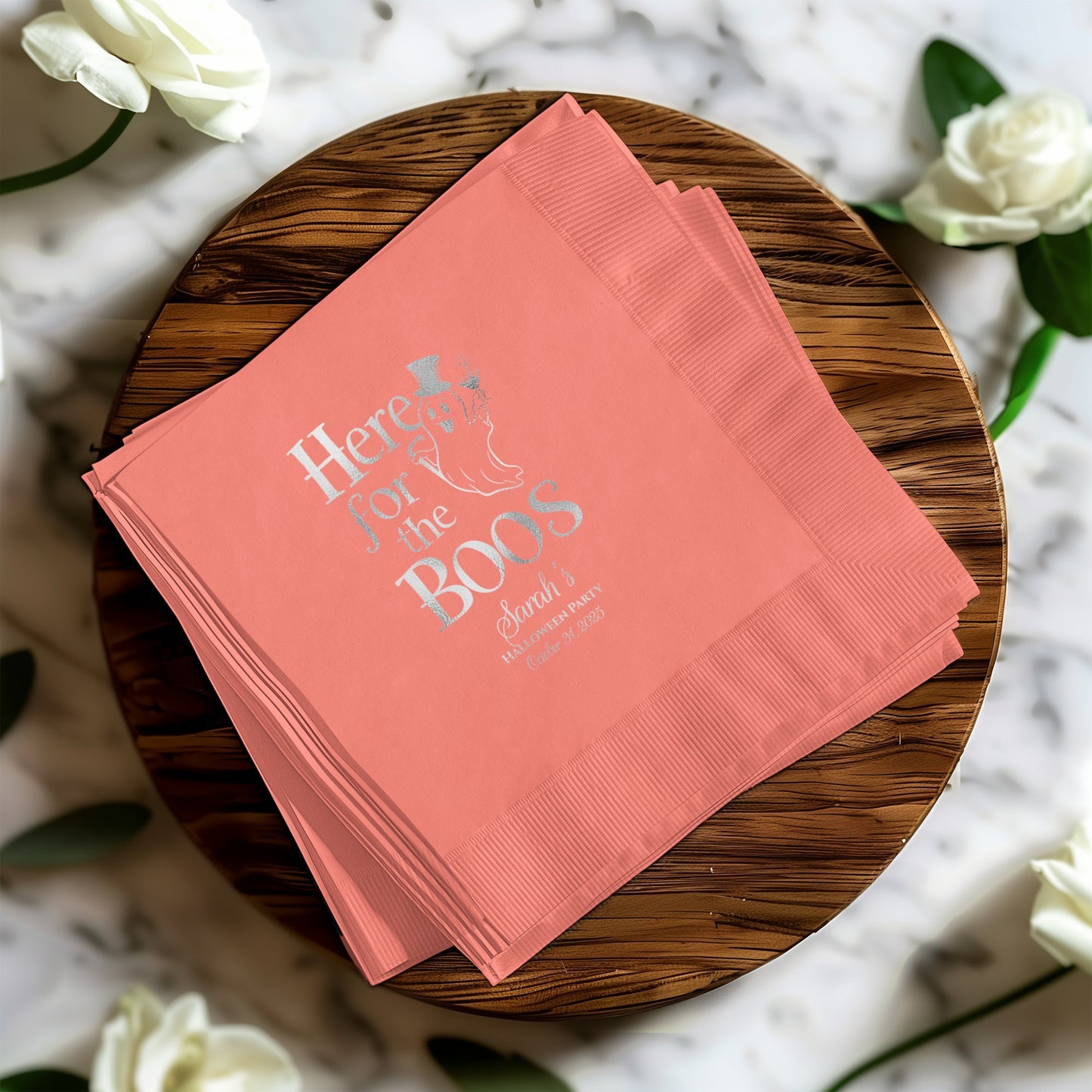Here for the Boos Custom Halloween Party Napkin product