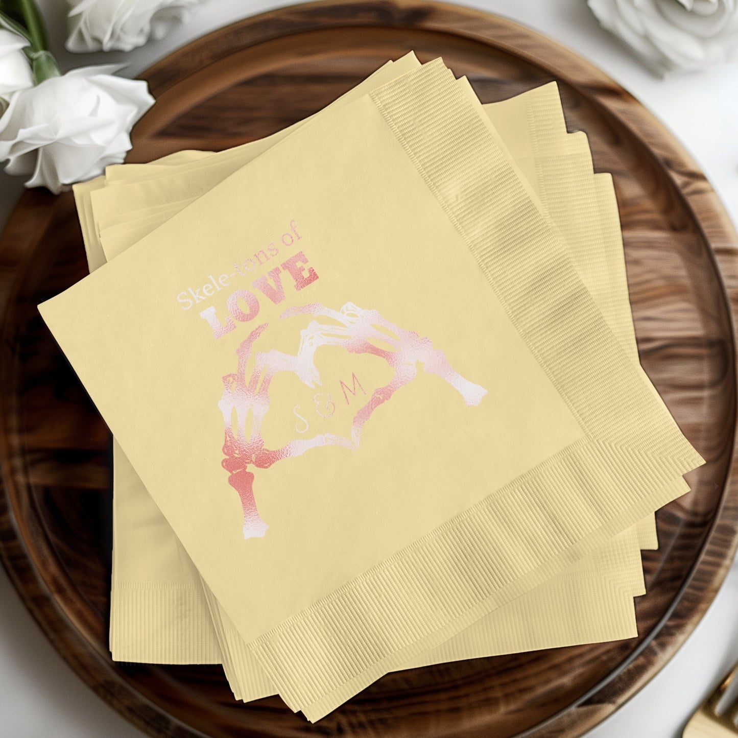 Skeletons of Love Hand Heart Custom Napkin product