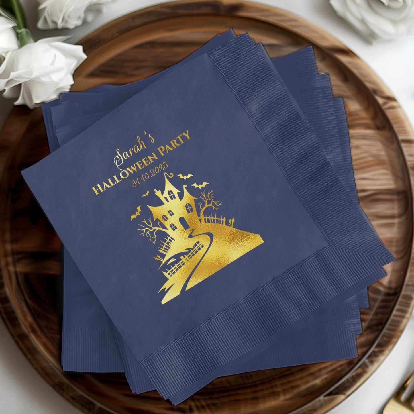 Personalized Gold Foil Halloween Party Napkins product