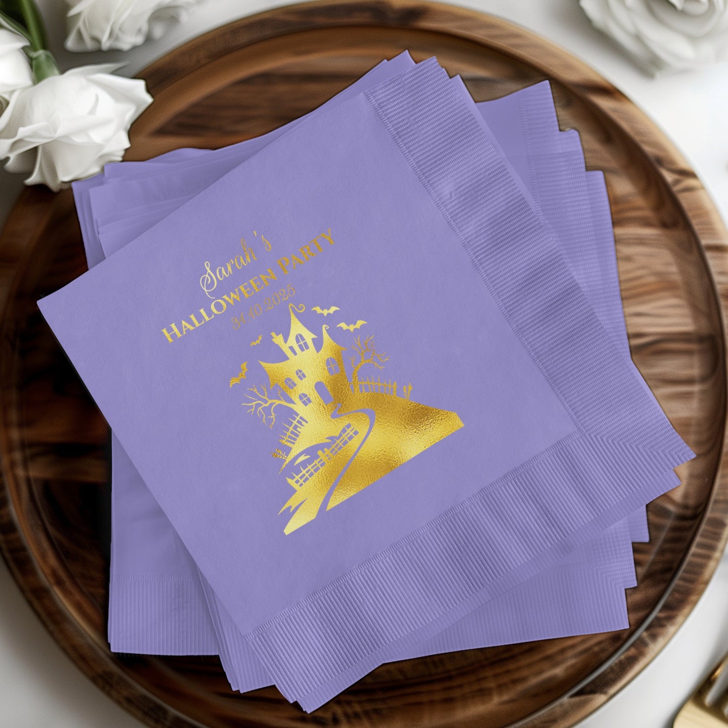 Halloween Party Golden Print Custom Napkins product