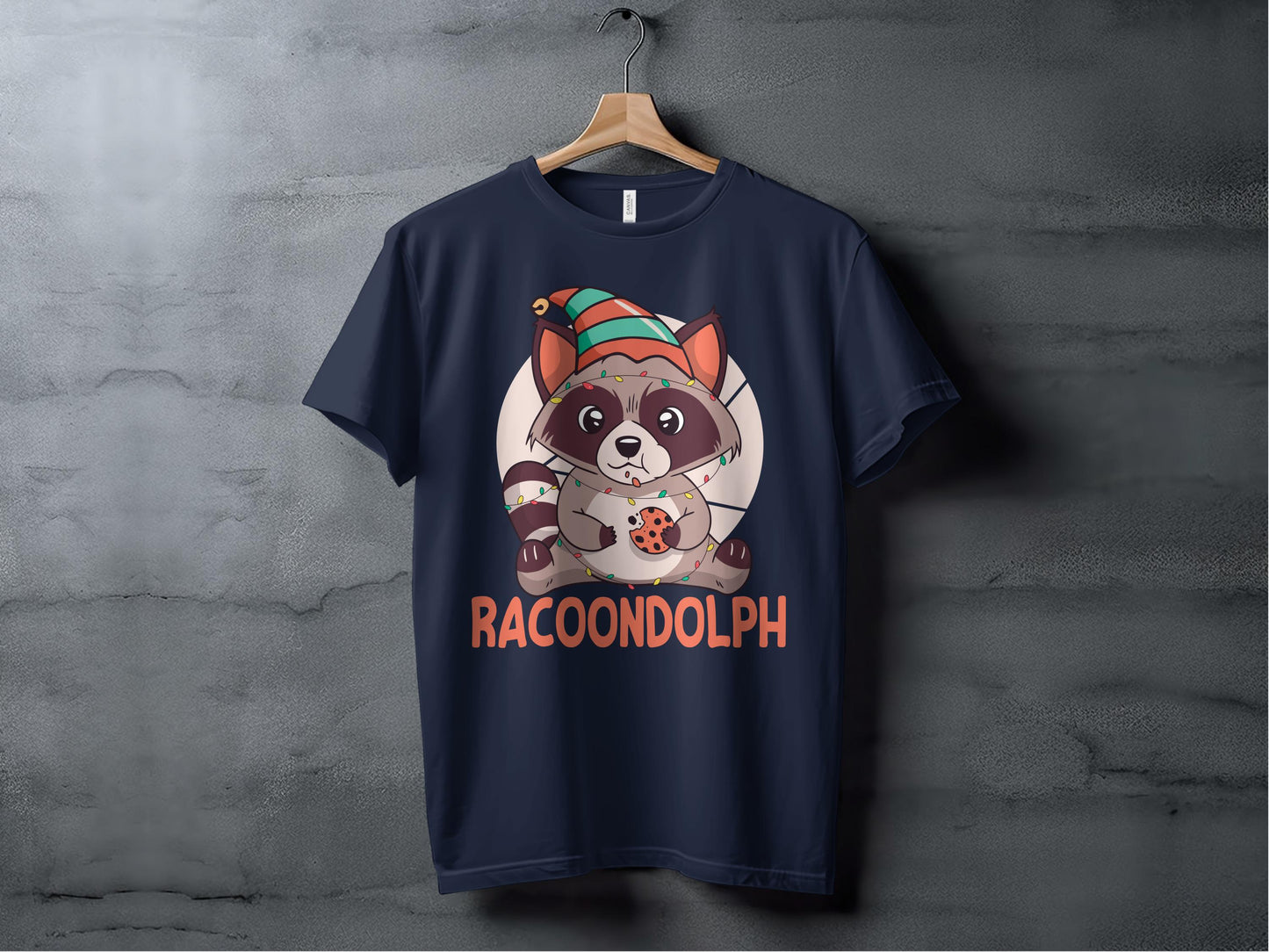 Adorable Racoon Rudolph Graphic Tee Clothing Product