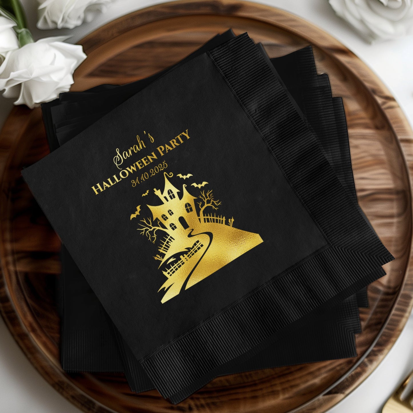 Custom Halloween Party Gold Print Napkin product type