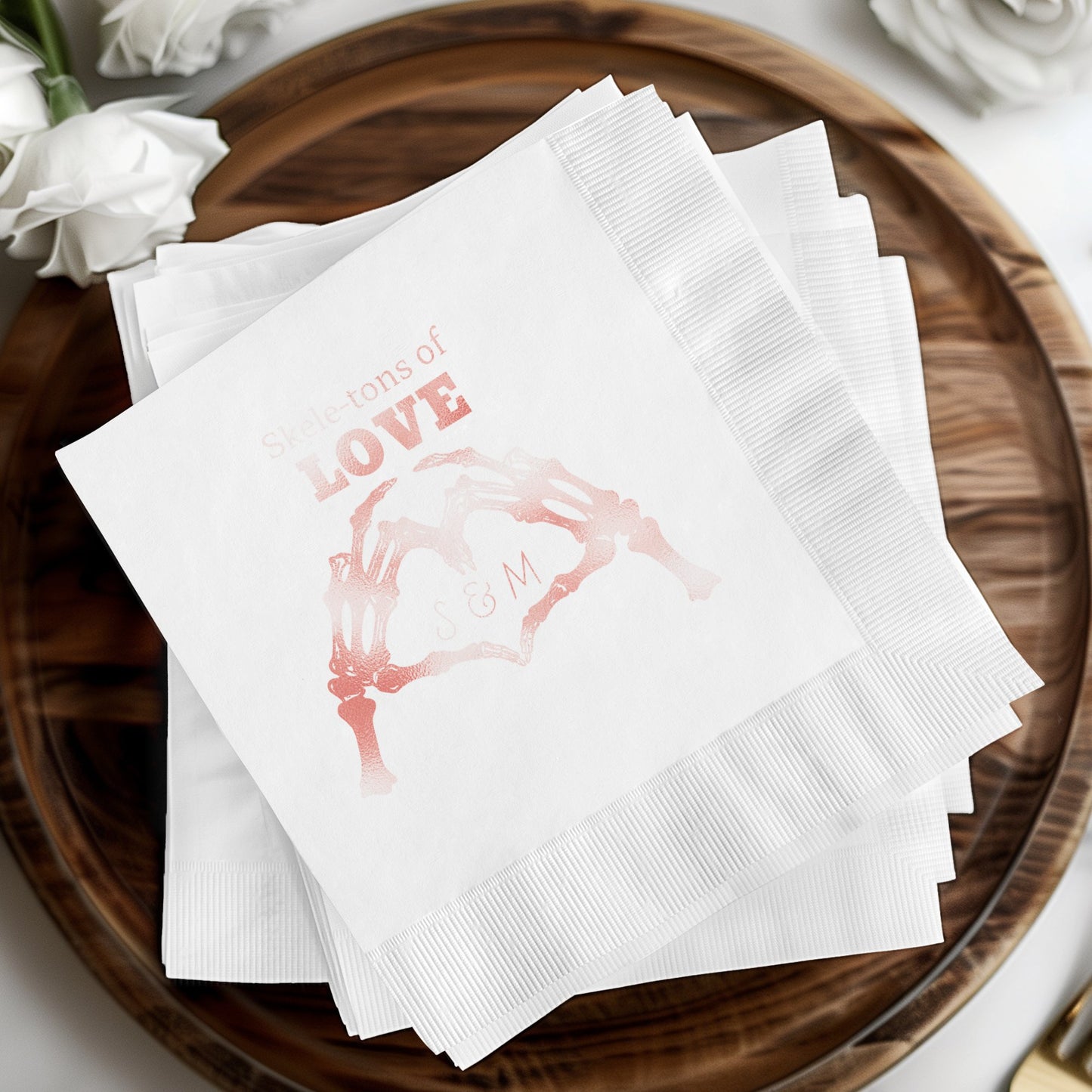 Skeletons of Love Personalized Napkins product type