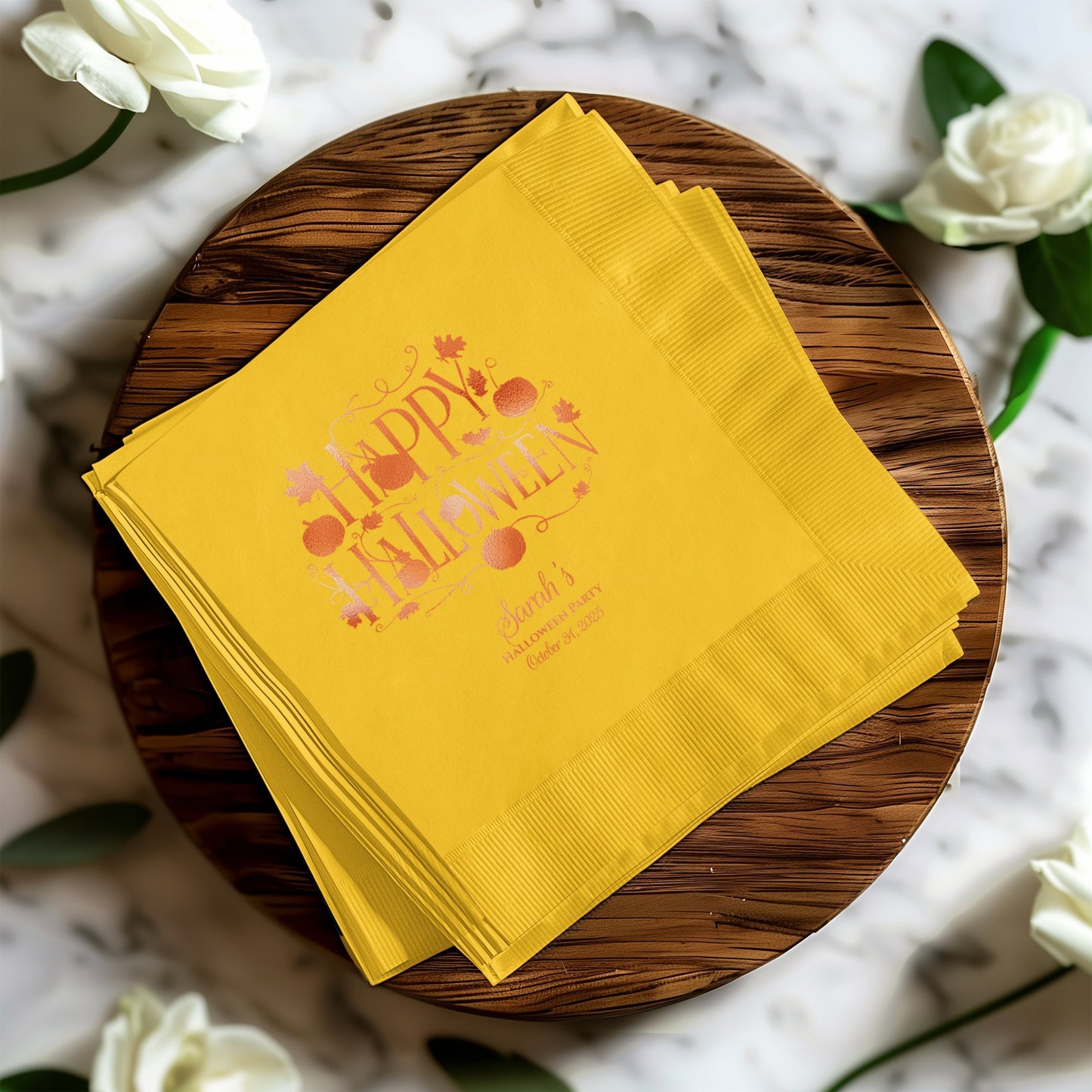 Custom Happy Halloween Yellow Party Napkins product type