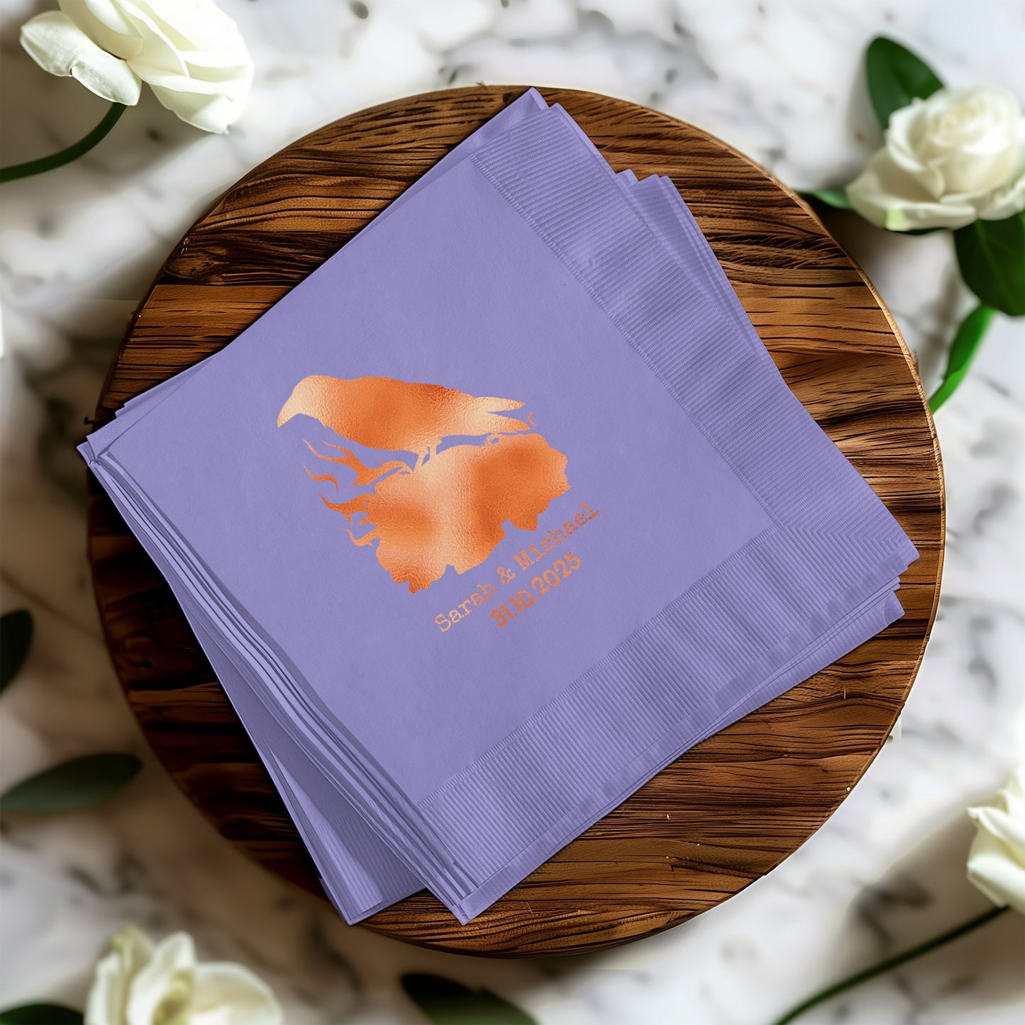 Elegant Custom Purple Wedding Napkins Product