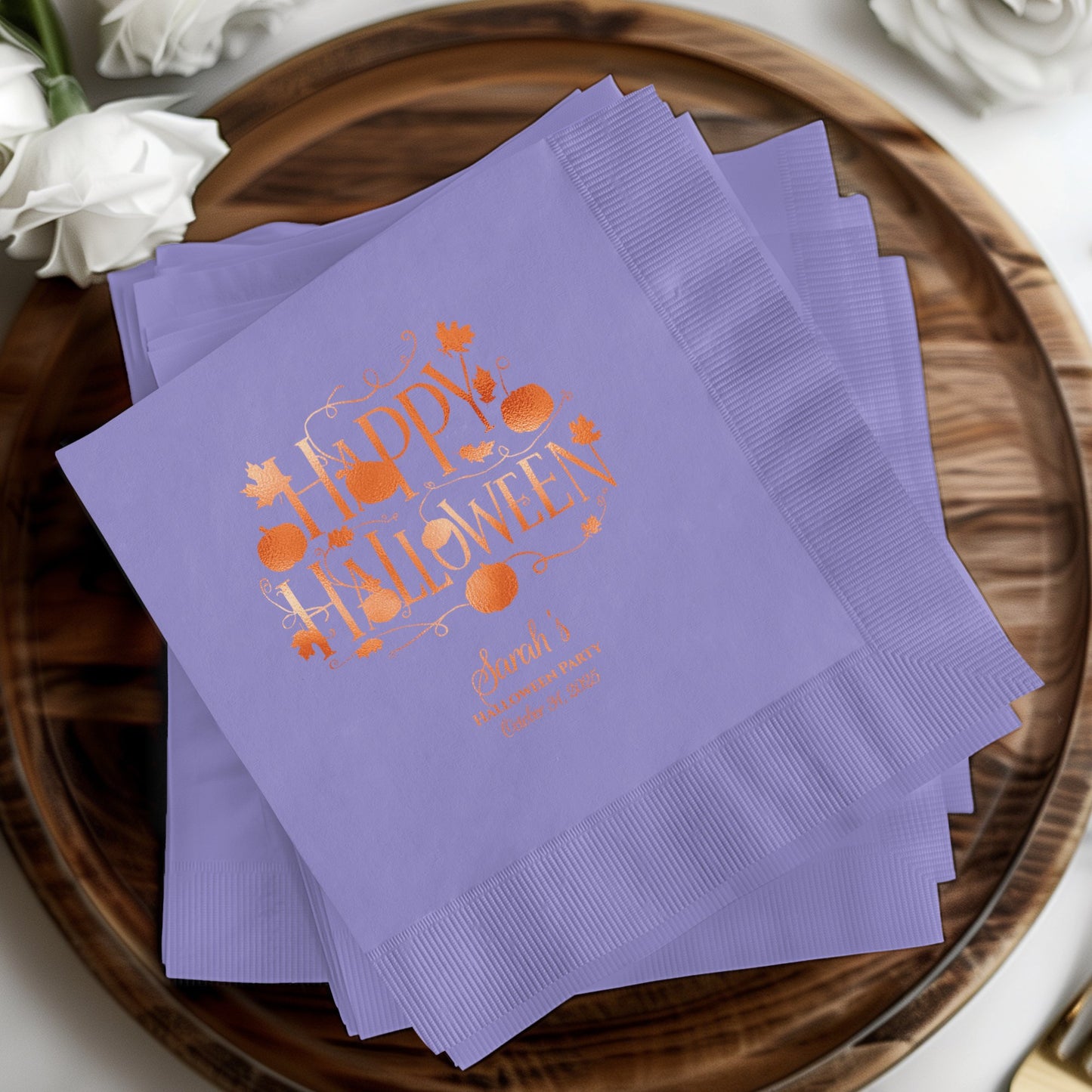 Happy Halloween Personalized Purple Napkin product