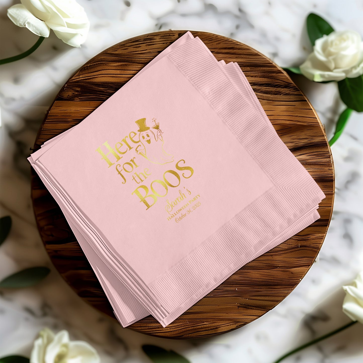 Here for the Boos Pink Halloween Party Napkin product