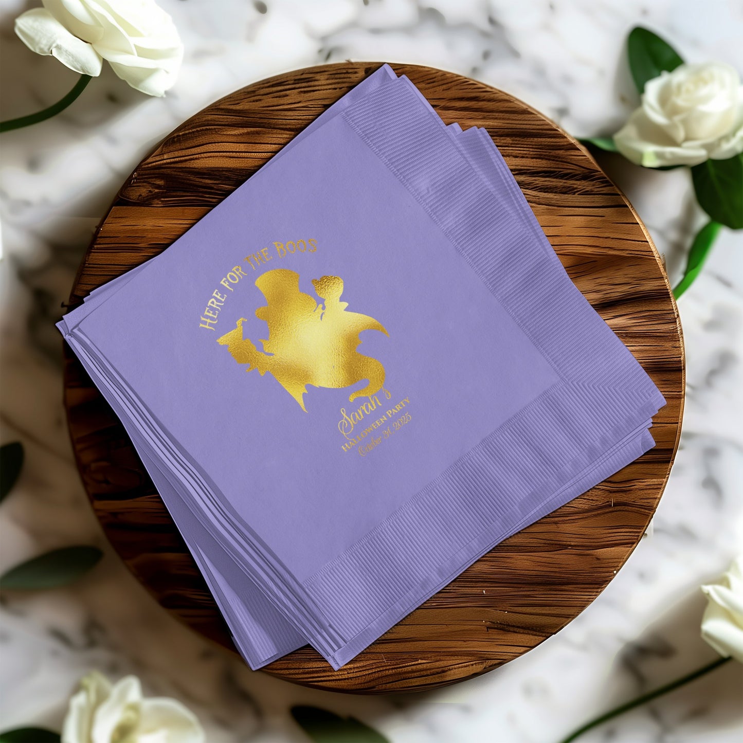 Halloween Party Purple and Gold Napkin product