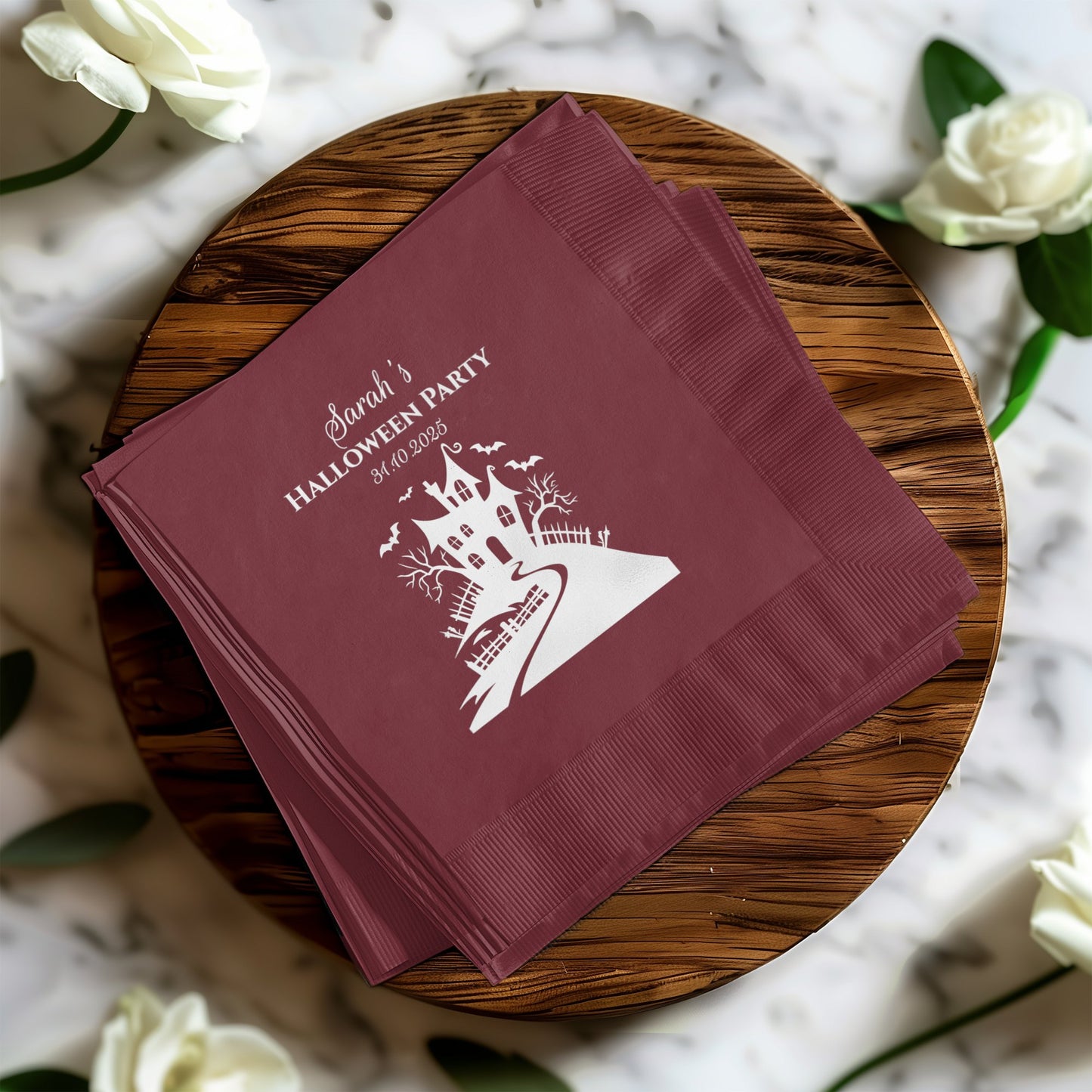 Personalized Red Halloween Party Napkins product type