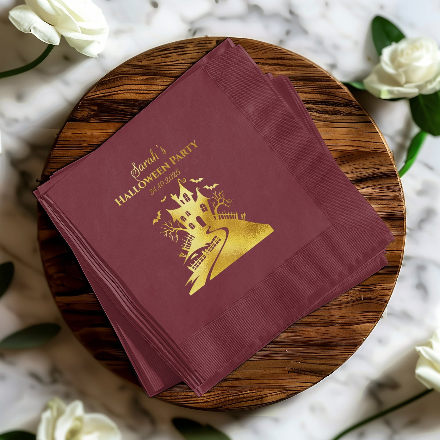 Custom Halloween Party Napkins with Haunted House product