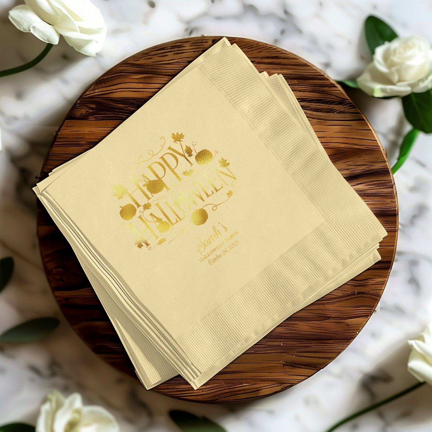 Happy Halloween Gold Print Napkins product type