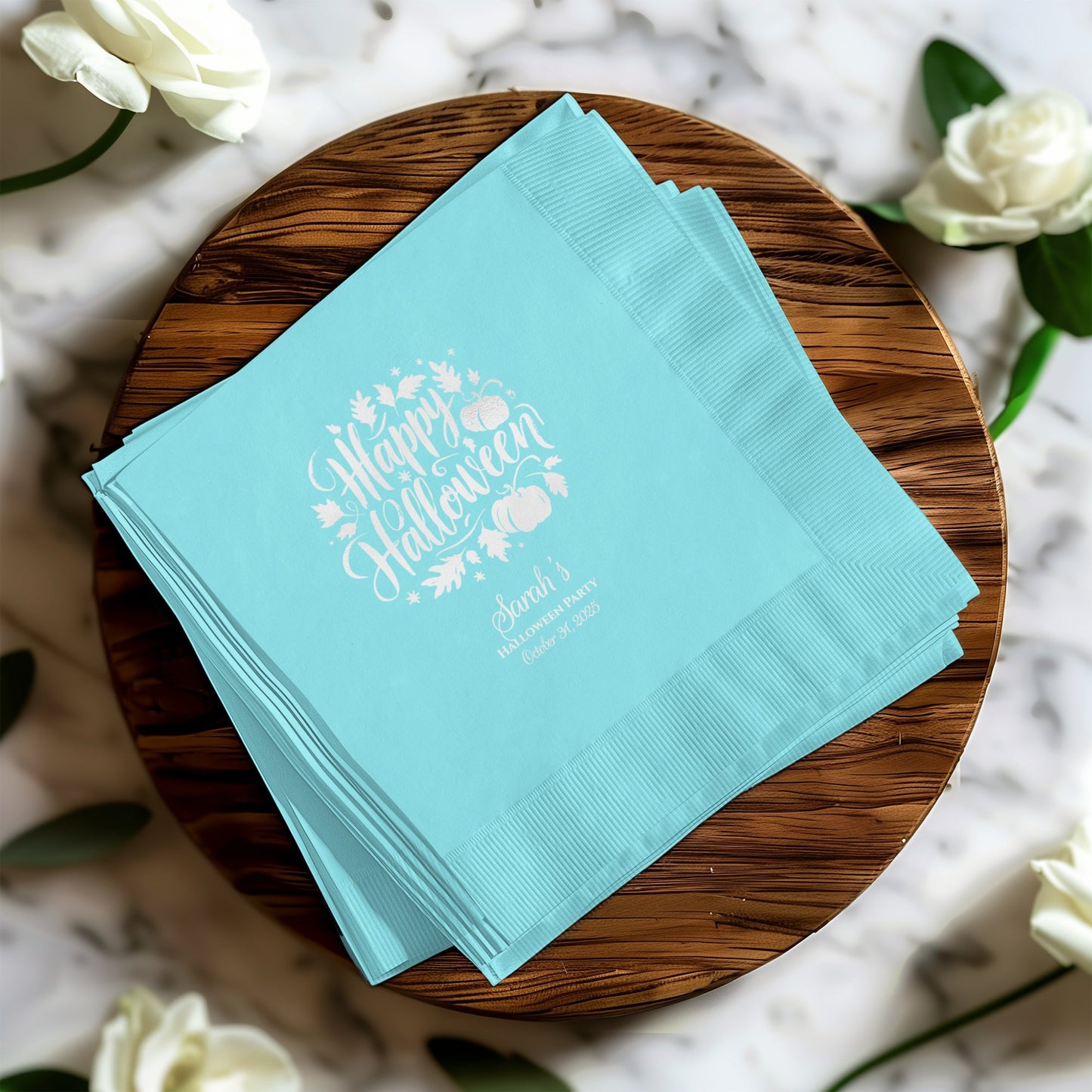 Happy Halloween Personalized Turquoise Napkins product