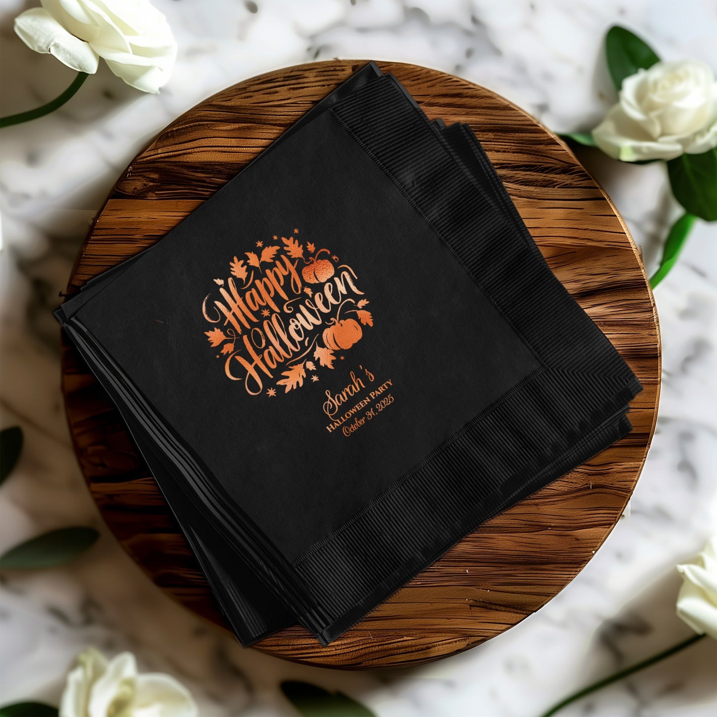Festive Halloween Personalized Black Napkins product