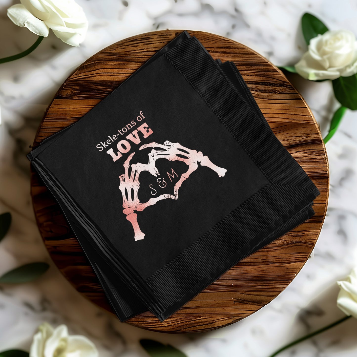Skeletons of Love Black Personalized Custom Napkin product