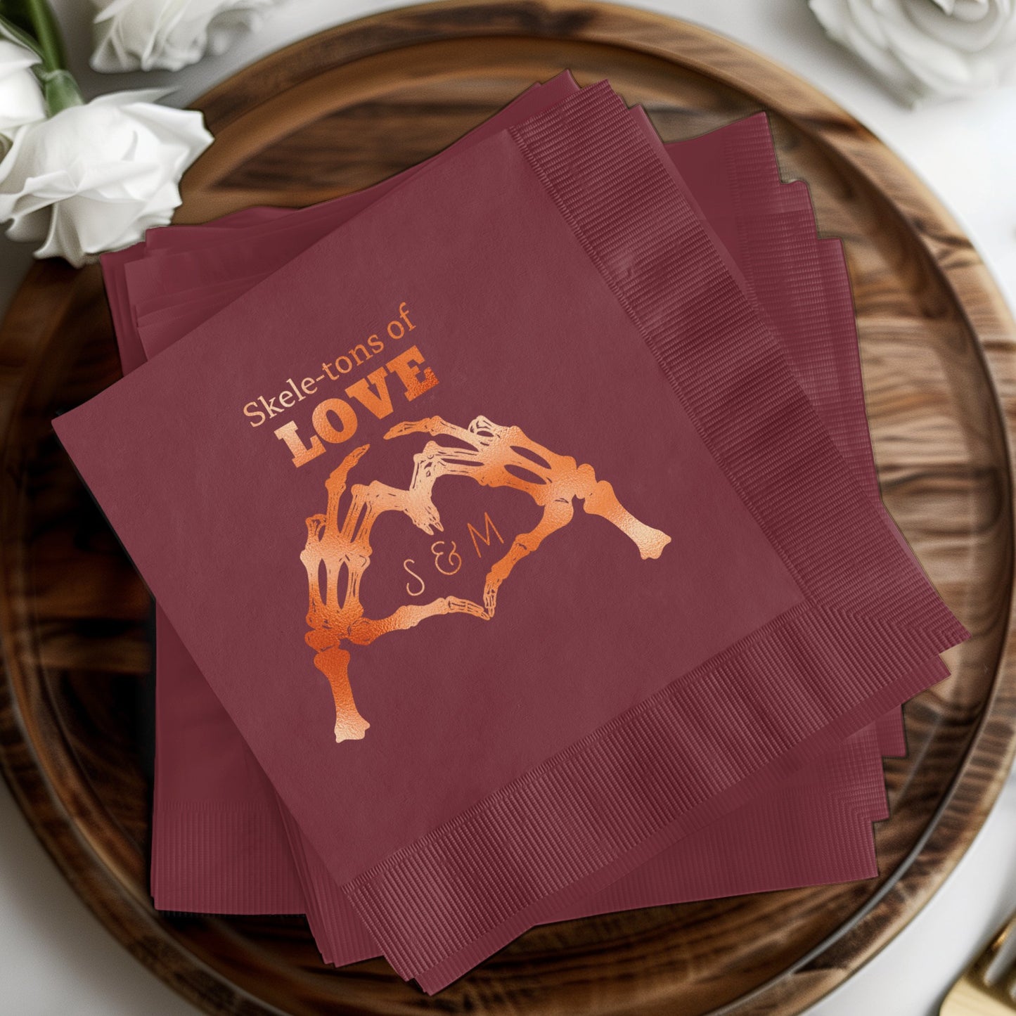 Skeletons of Love Personalized Napkins product type