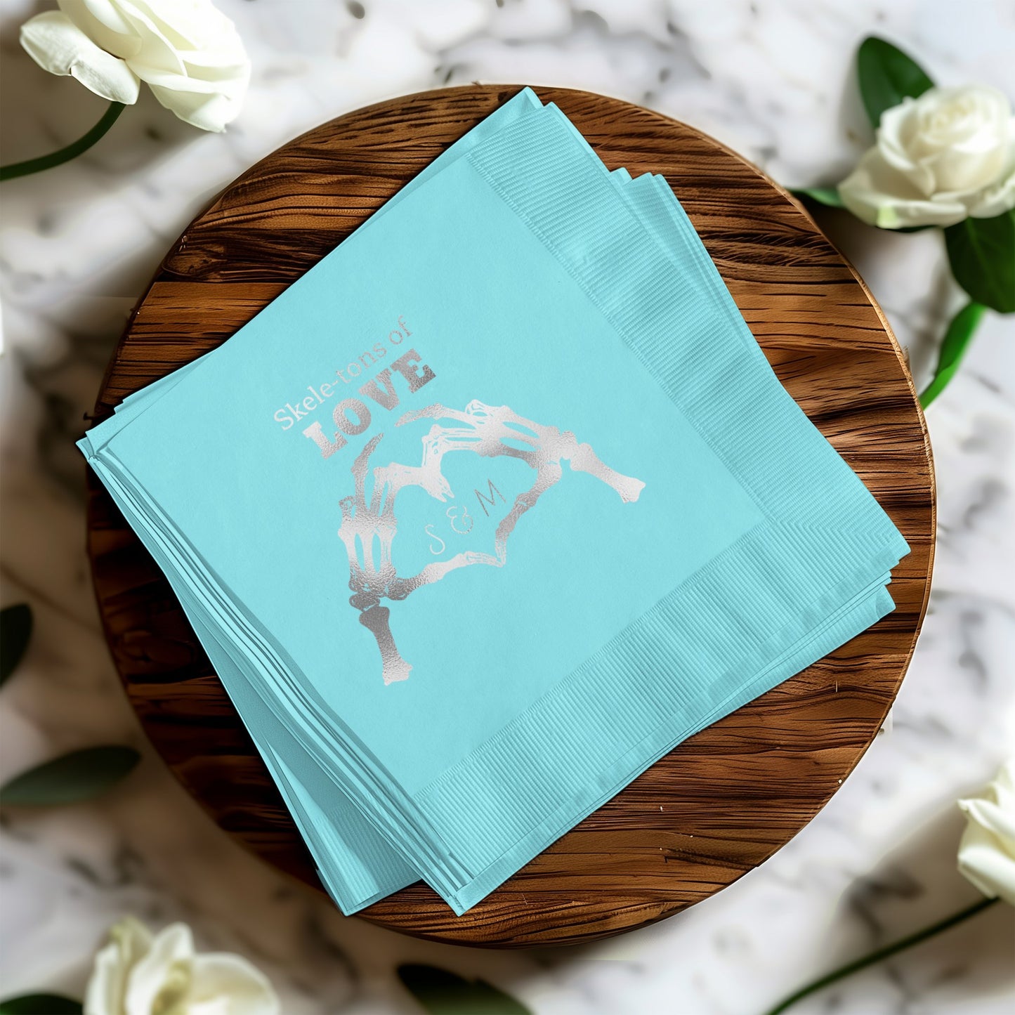 Skeleton of Love S and M Personalized Napkins product type