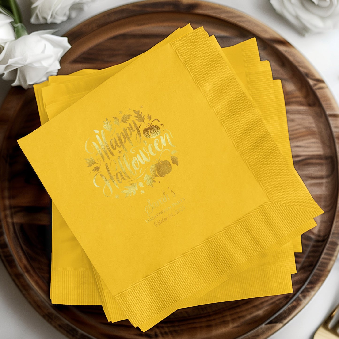 Bright Yellow Happy Halloween Party Napkins product