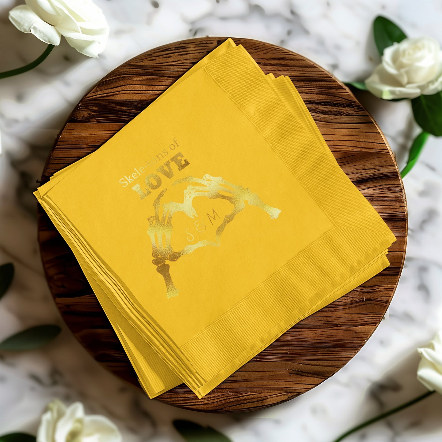Skeletons of Love Yellow Napkins Product