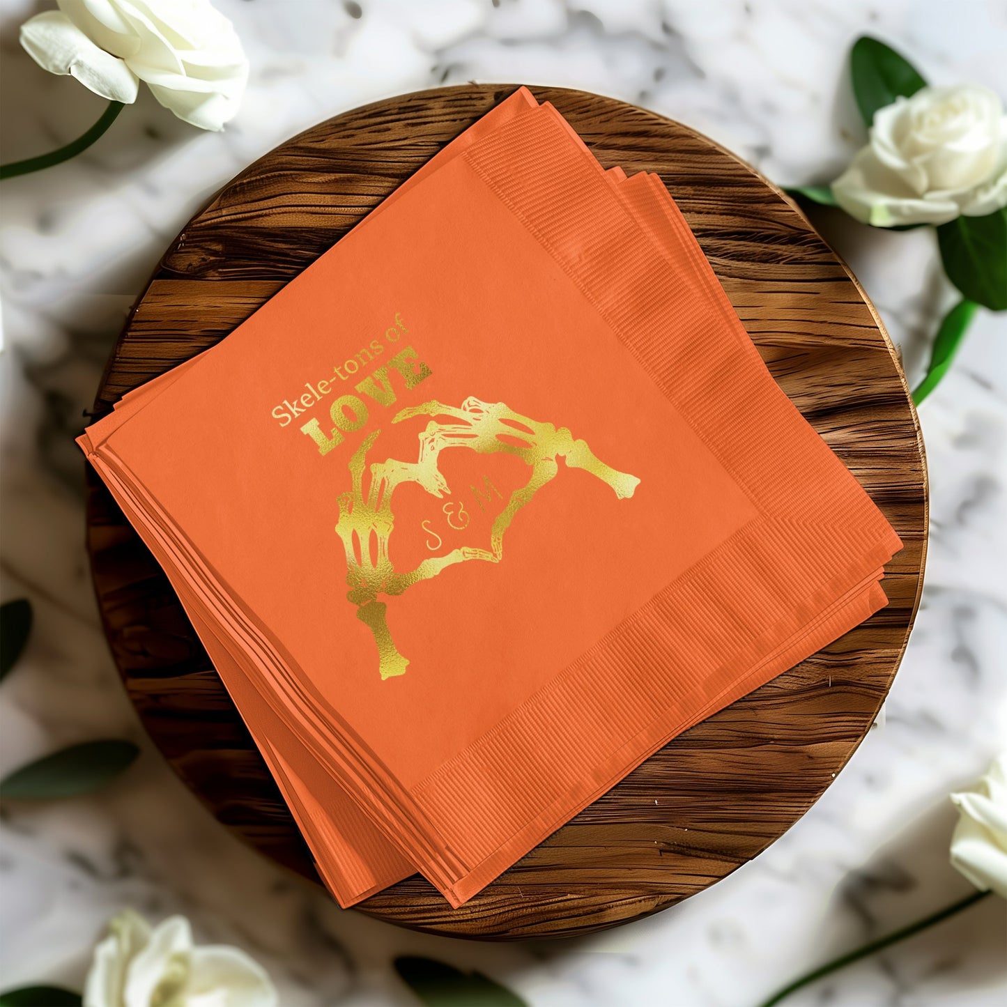Skeletal Hands Forming Heart LOVE Napkins Product