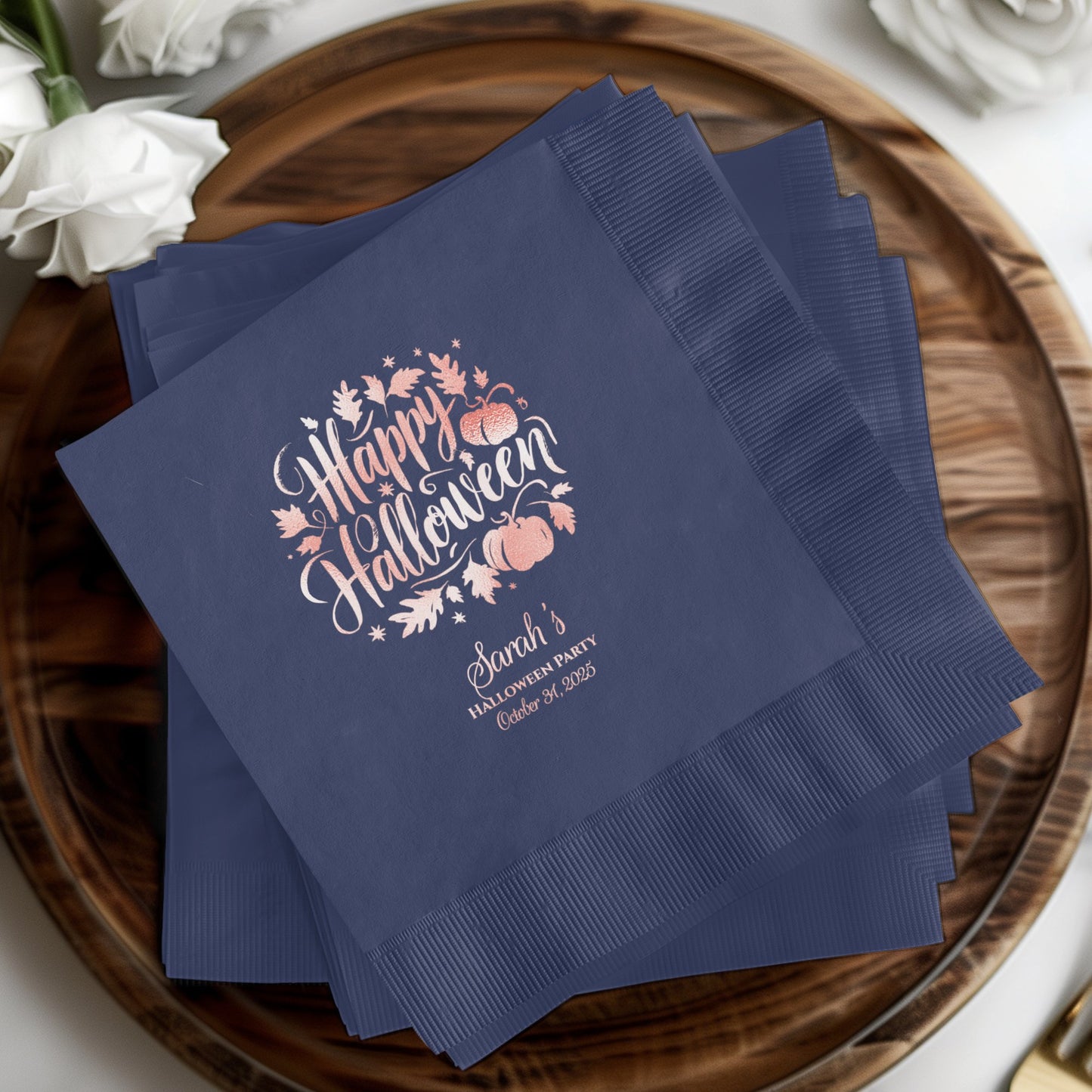 Personalized Happy Halloween Blue Party Napkins product type