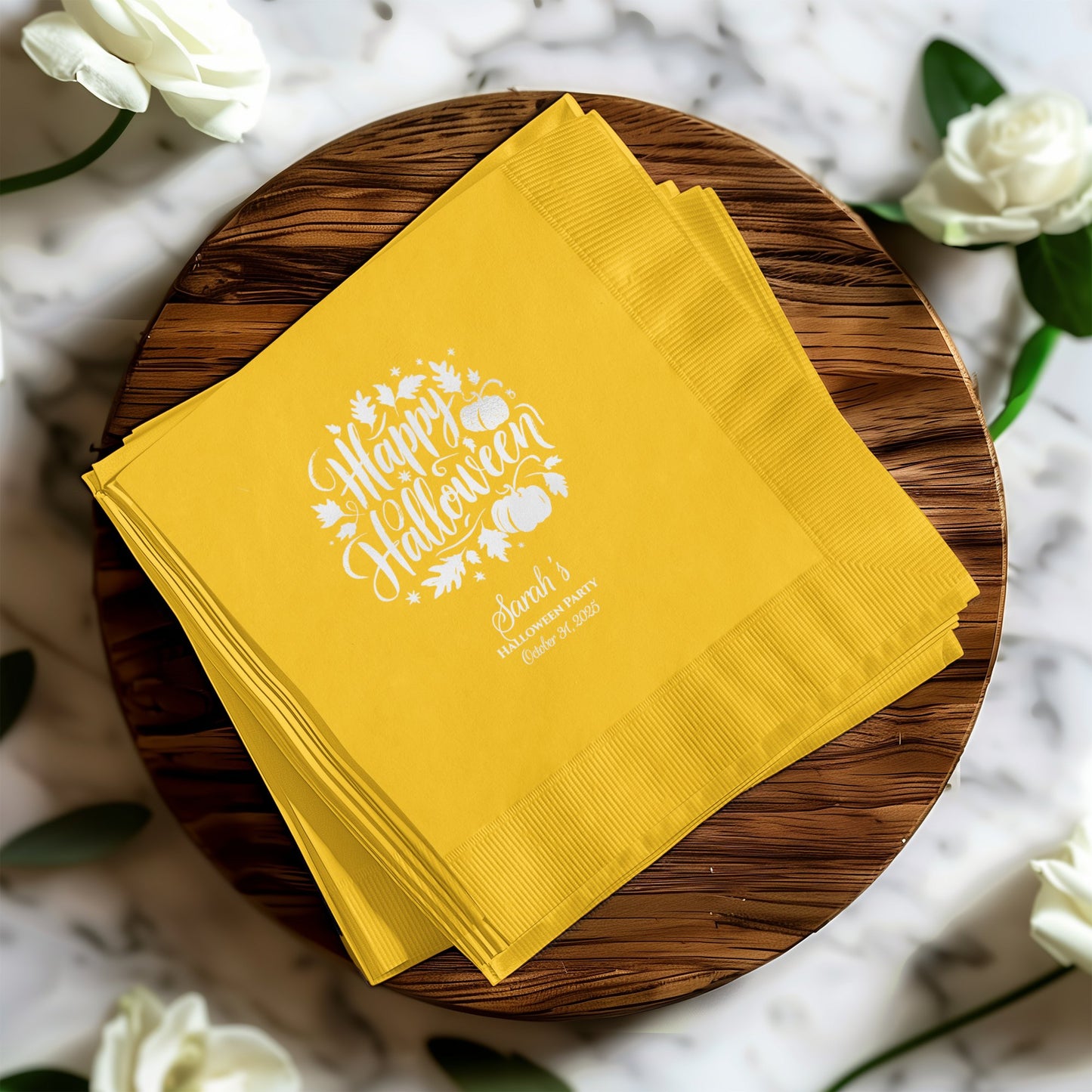 Personalized Happy Halloween Yellow Napkins product