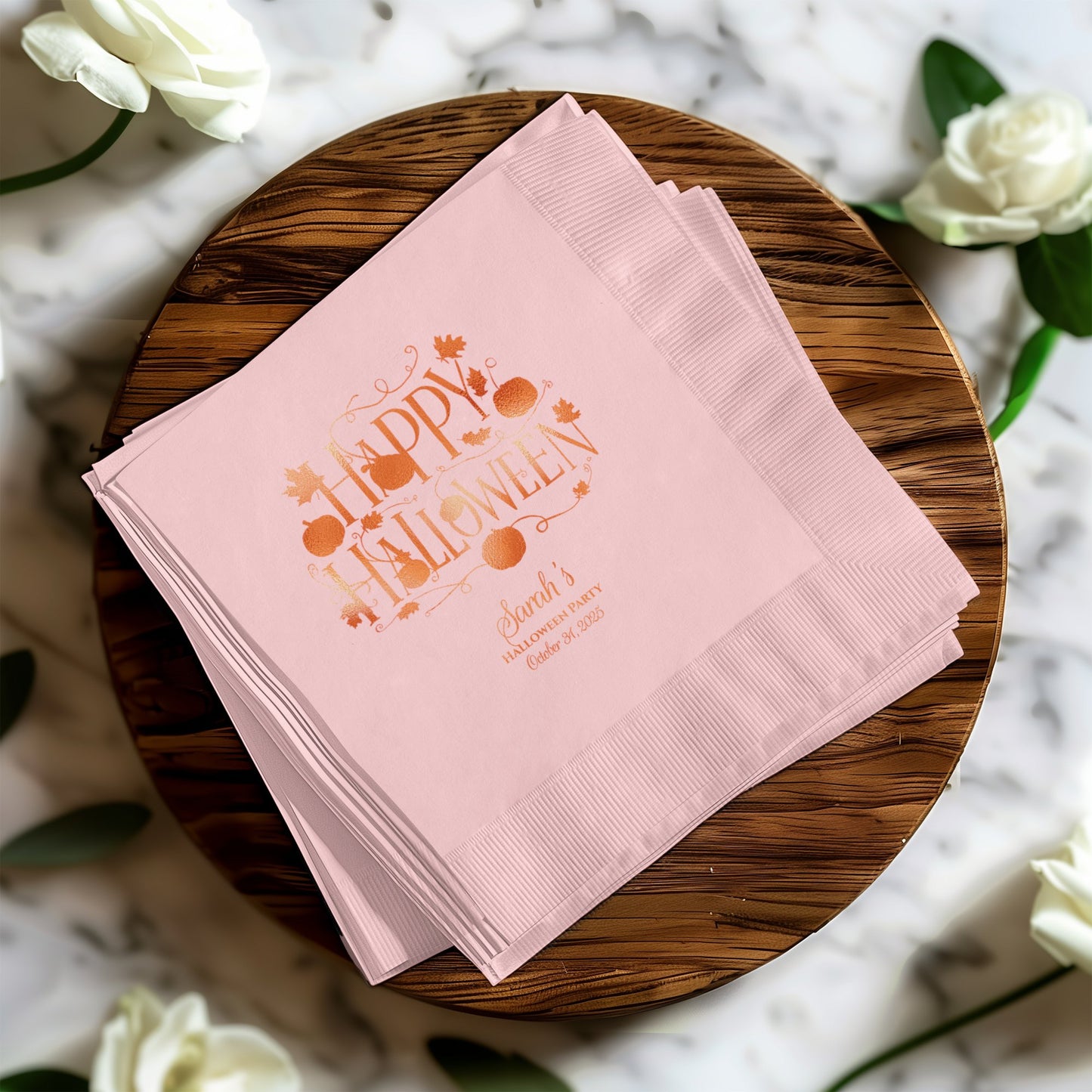 Personalized Happy Halloween Pink Napkins product type