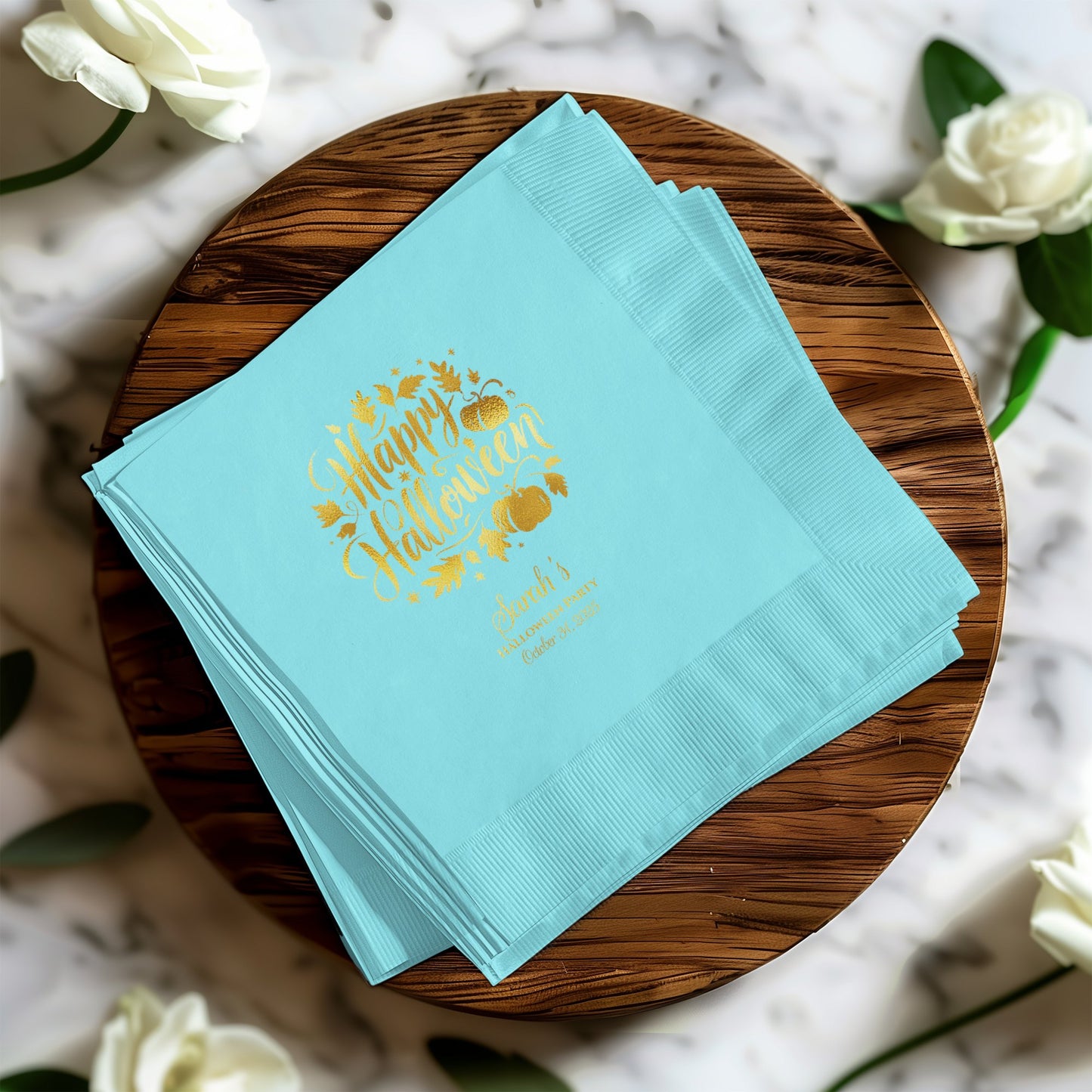 Elegant Light Blue Happy Halloween Napkins product