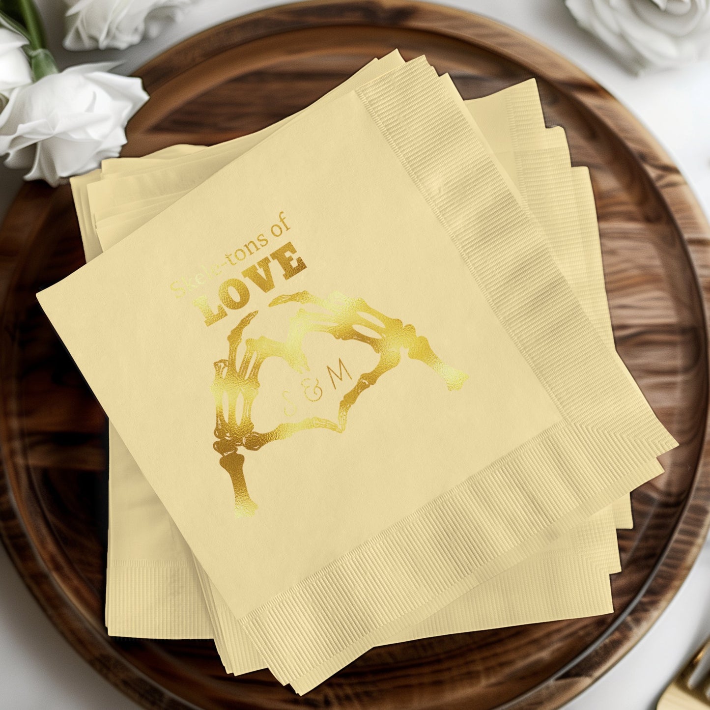 Skeletons of Love Personalized Napkins product type