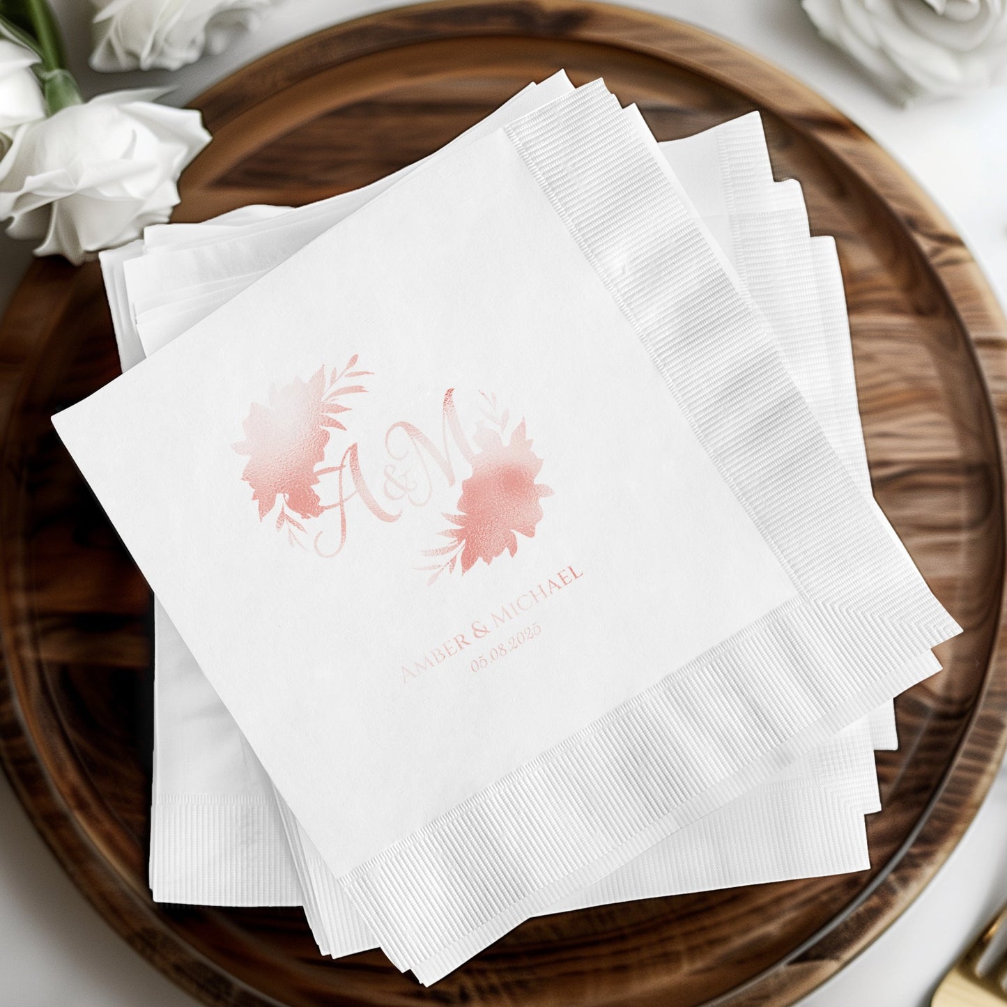 Personalized Monogrammed Wedding White Napkin product