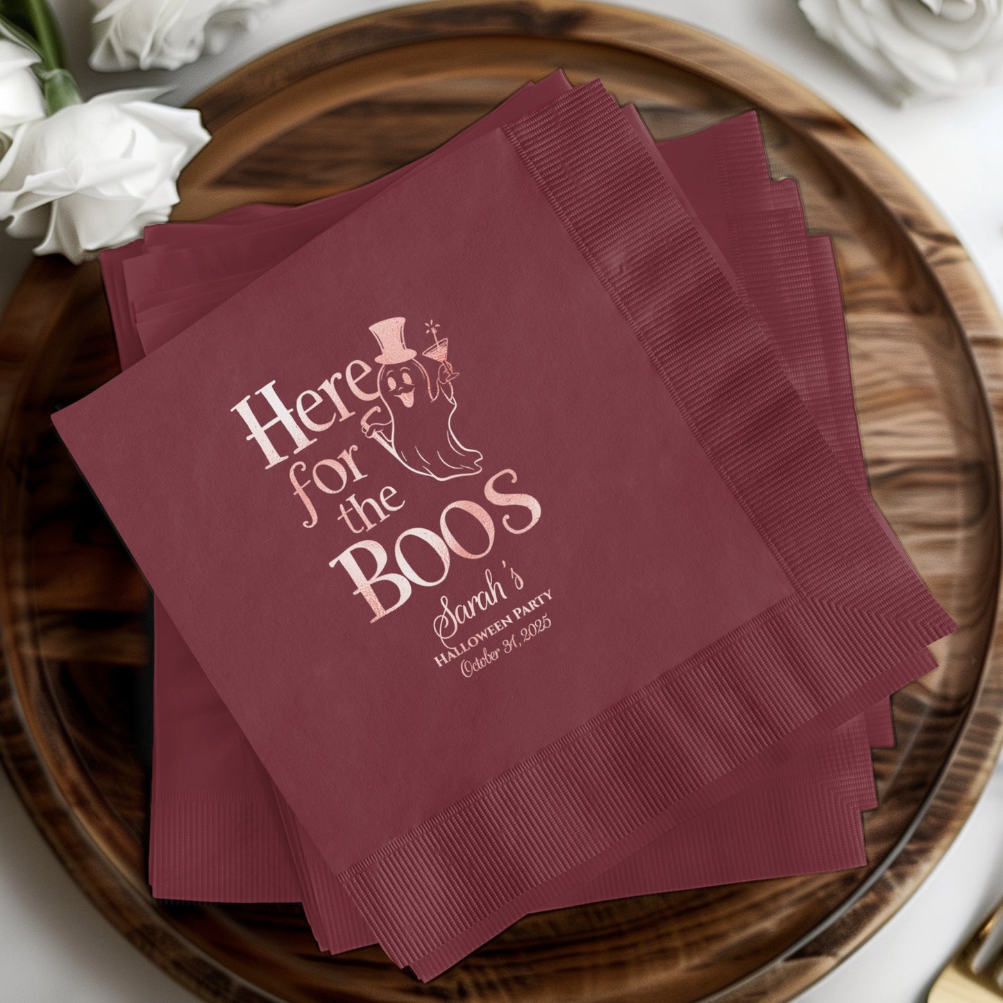 Halloween Party Here for the Boos Custom Napkins product