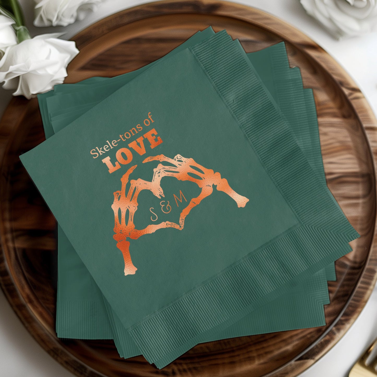 Skele-Tons of Love Skeleton Hands Green Napkin product