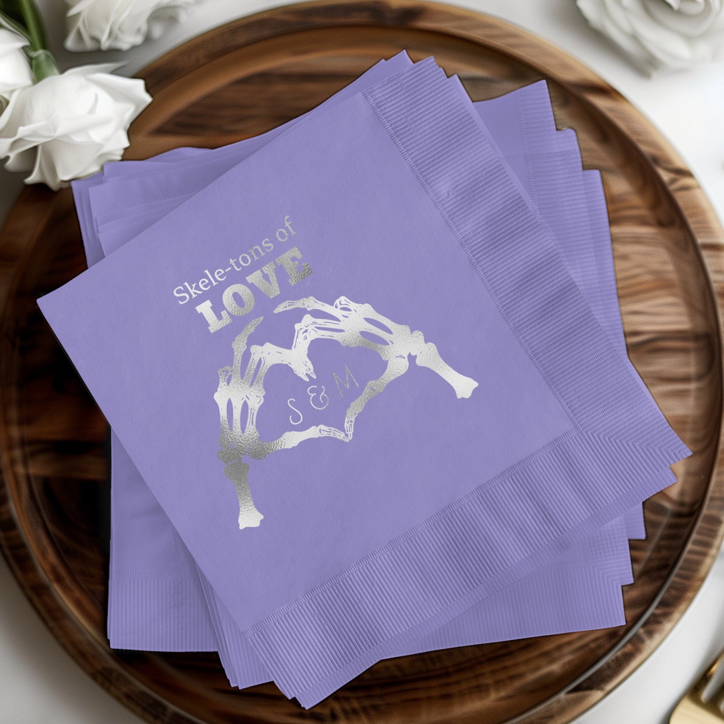 Skeletons of Love Custom Purple Napkin product