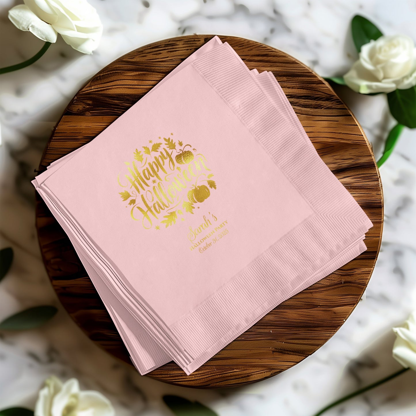 Happy Halloween Custom Pink Party Napkins product type