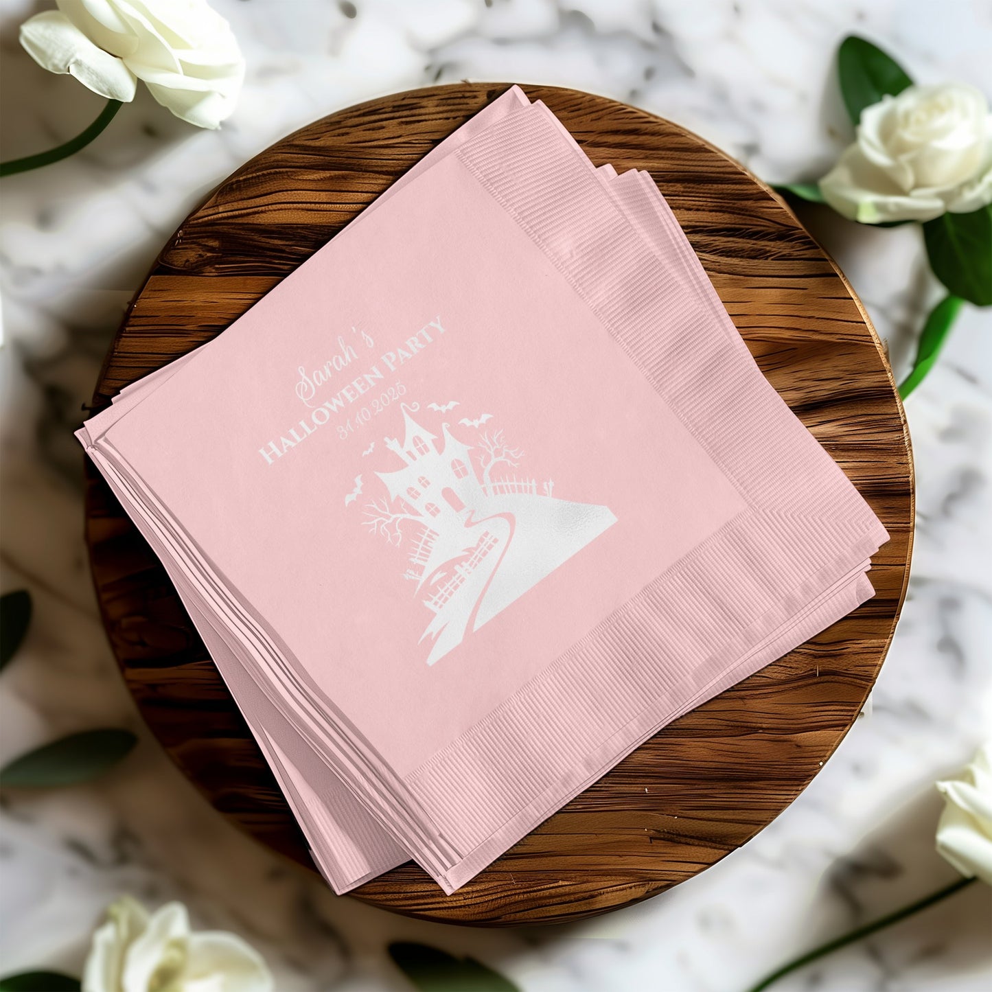 Personalized Pink Halloween Party Napkins product type