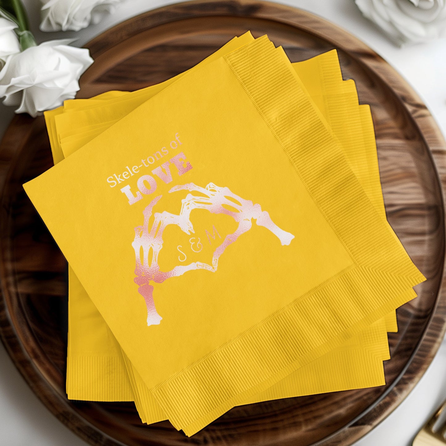 Skeletons of Love Yellow Customizable Napkin product