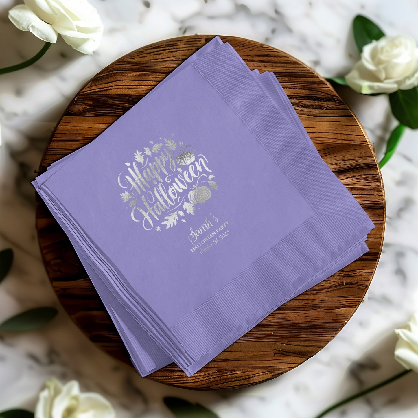 Happy Halloween Purple Custom Printed Napkins product type