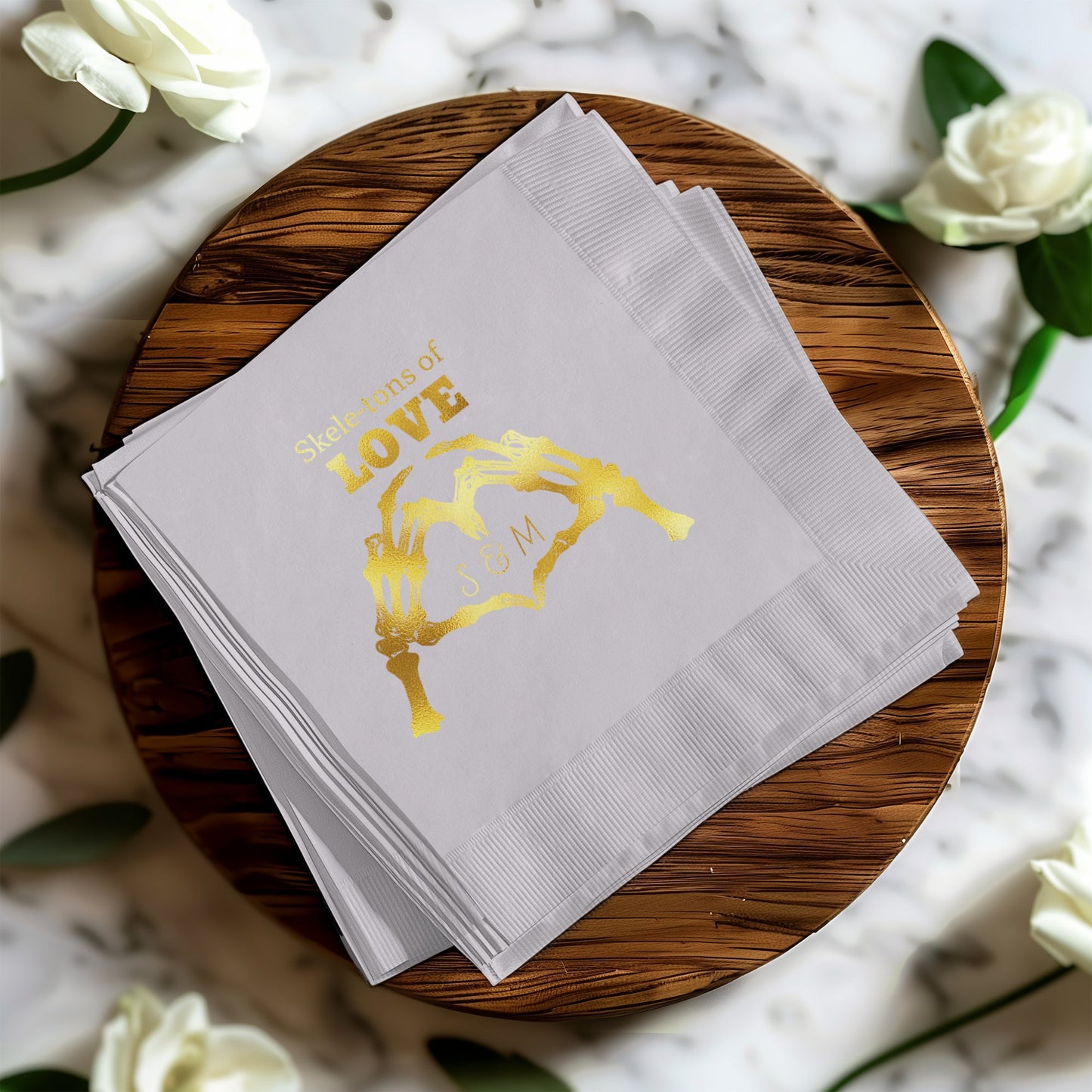 Golden Skeletons of LOVE Custom Napkins product