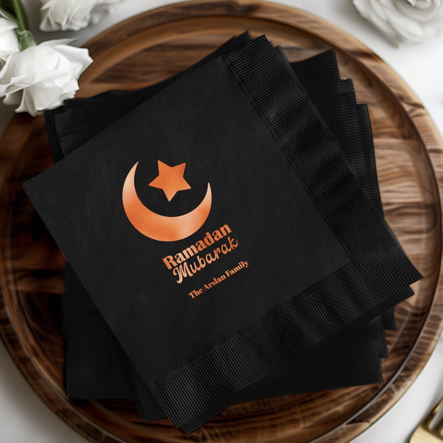 Ramadan Mubarak Black Gold Personalized Napkins product