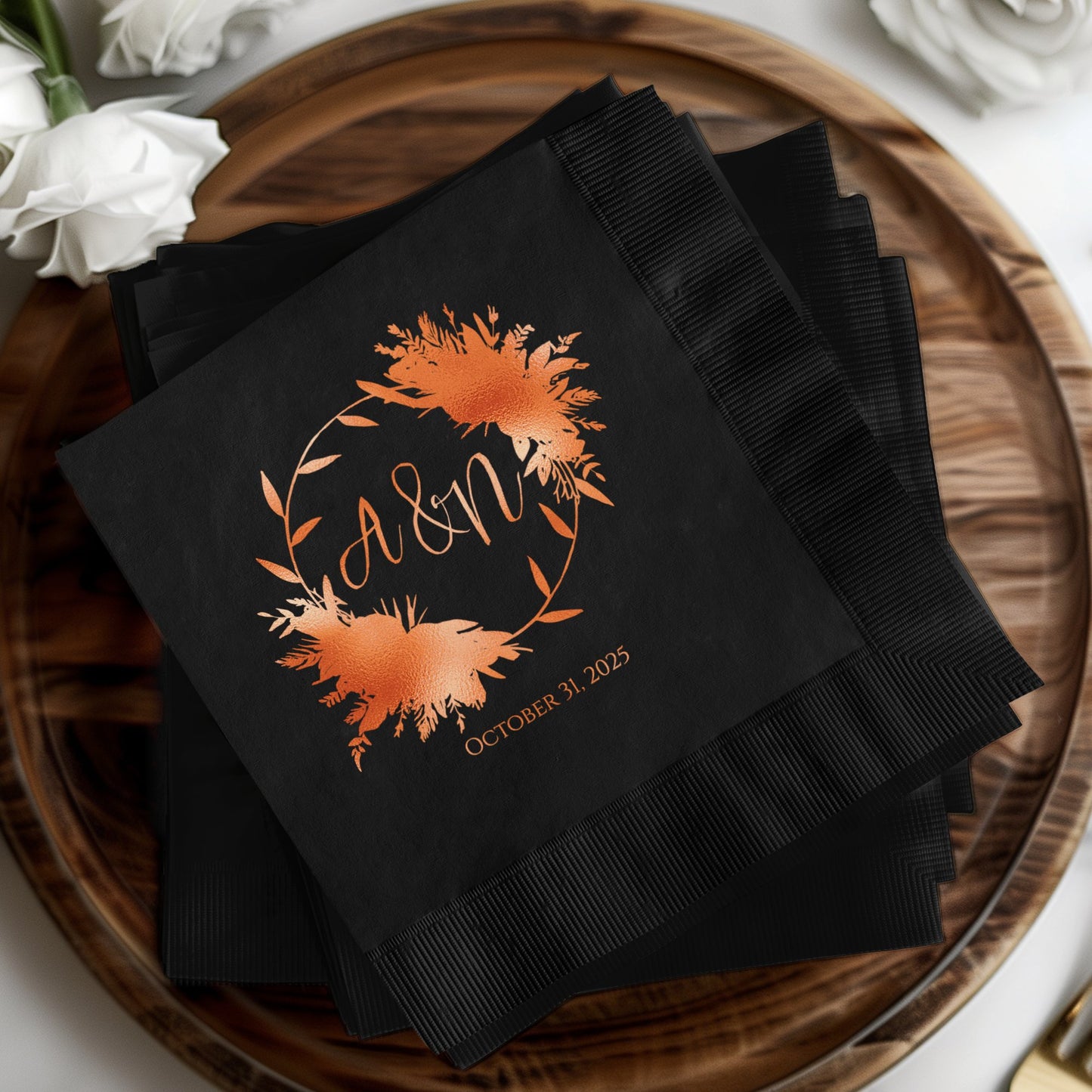 Custom Engraved Personalized Black Paper Napkin product