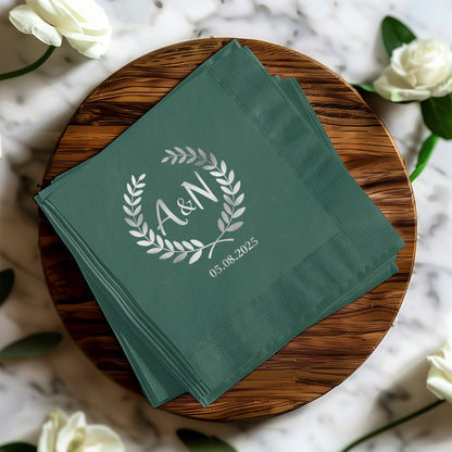 Personalized Monogram Green Wedding Napkins product type