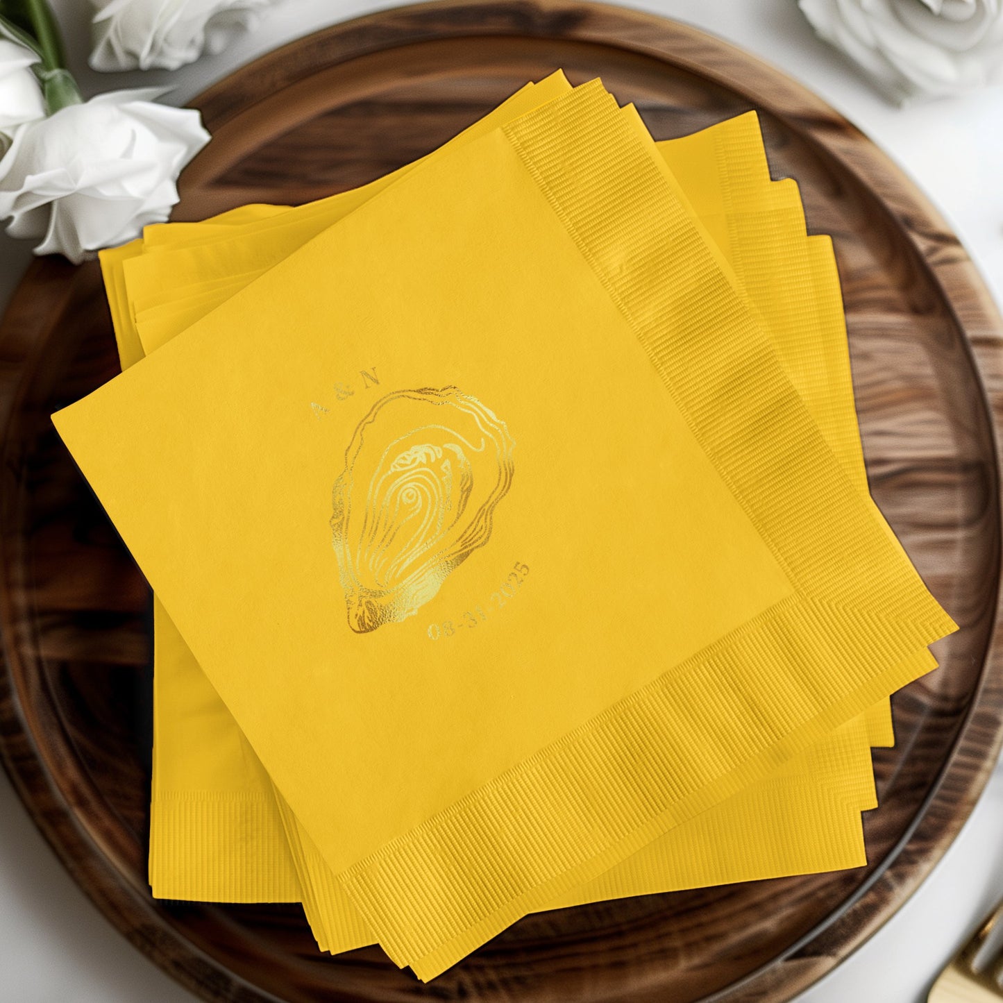 Elegant Yellow Printed Decorative Napkins product