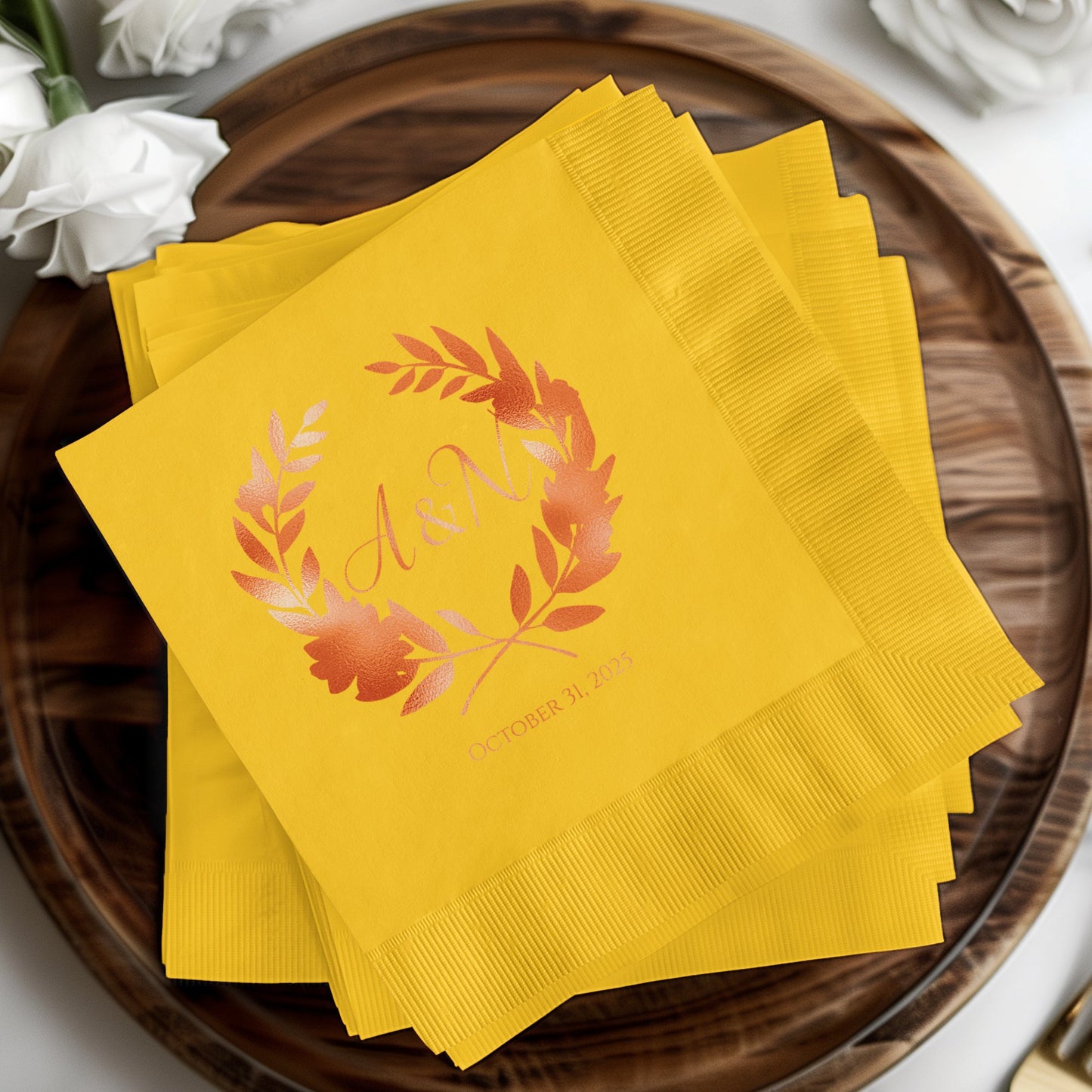 Personalized Autumn Themed Wedding Party Napkins product